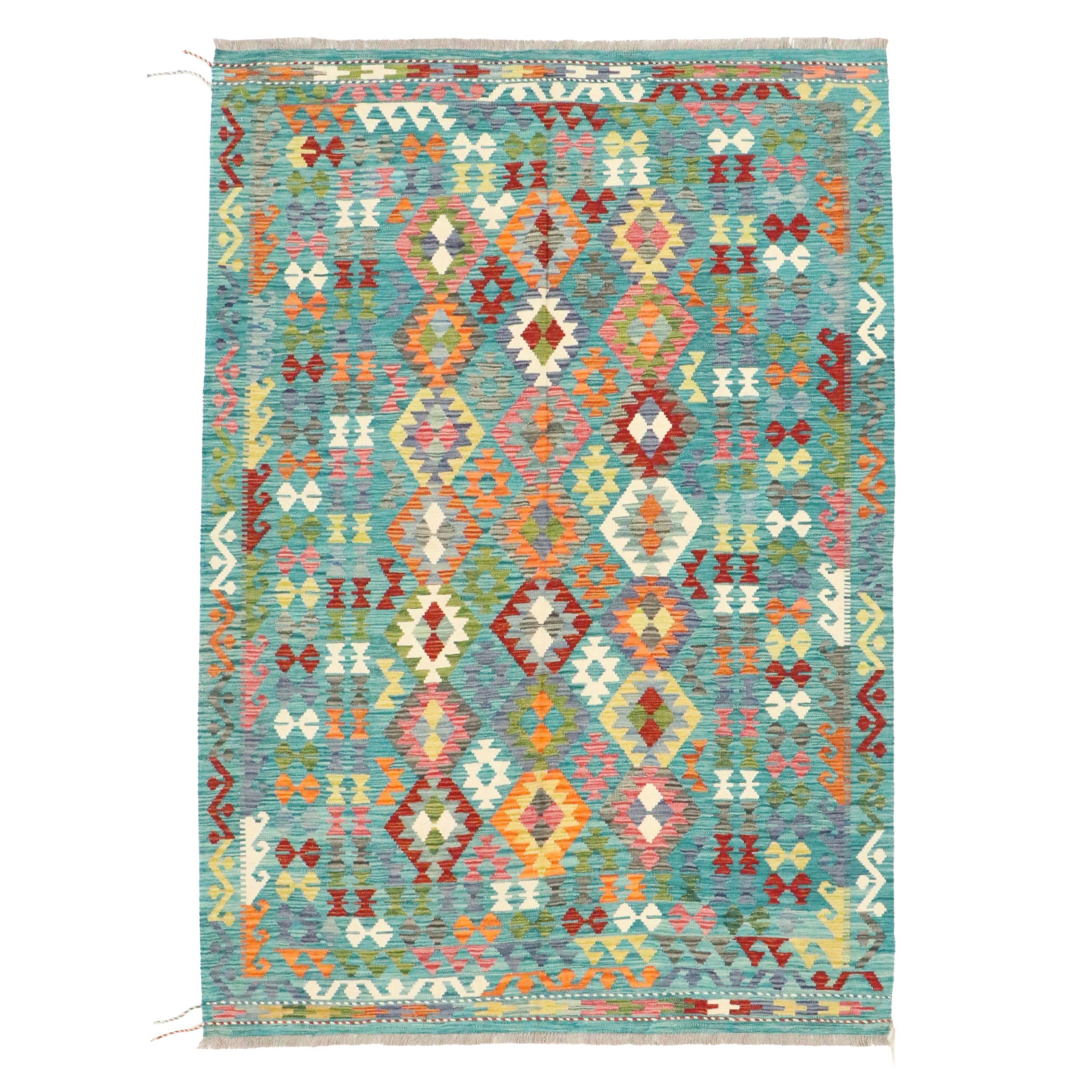 5'6 x 8'6 Handwoven Pakistani Kilim Area Rug