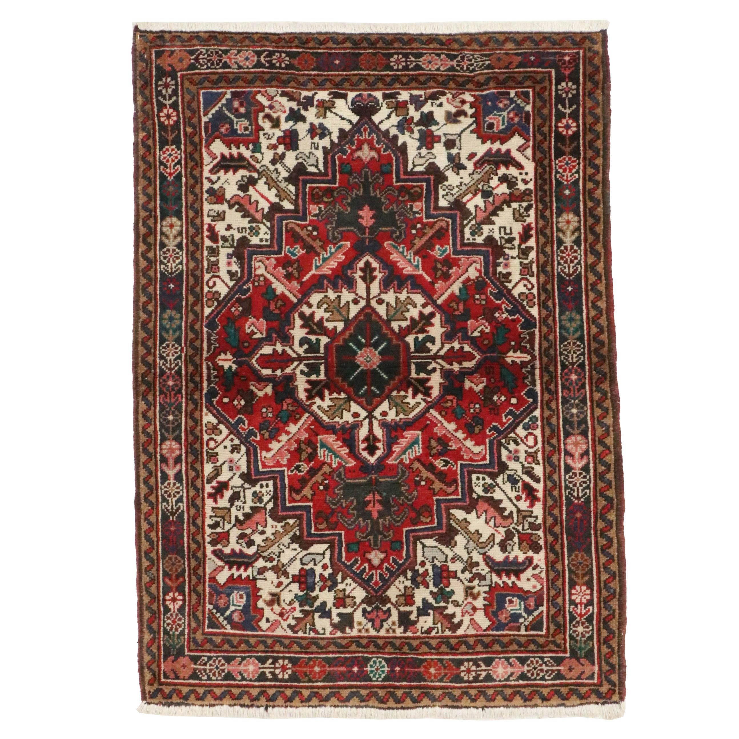 3'5 x 4'11 Hand-Knotted Persian Heriz Accent Rug