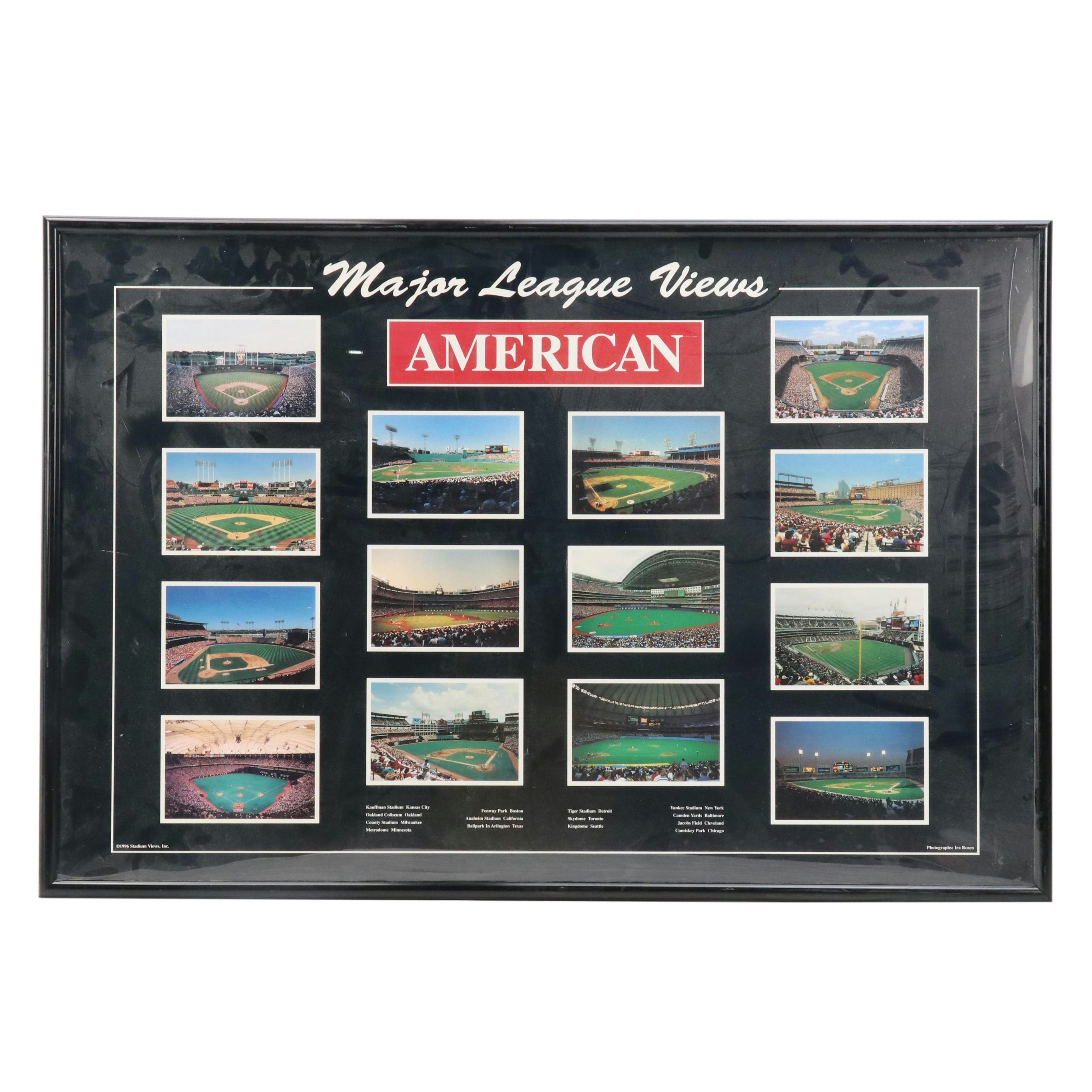 "Major League Views: American" Baseball-Themed Offset Lithograph