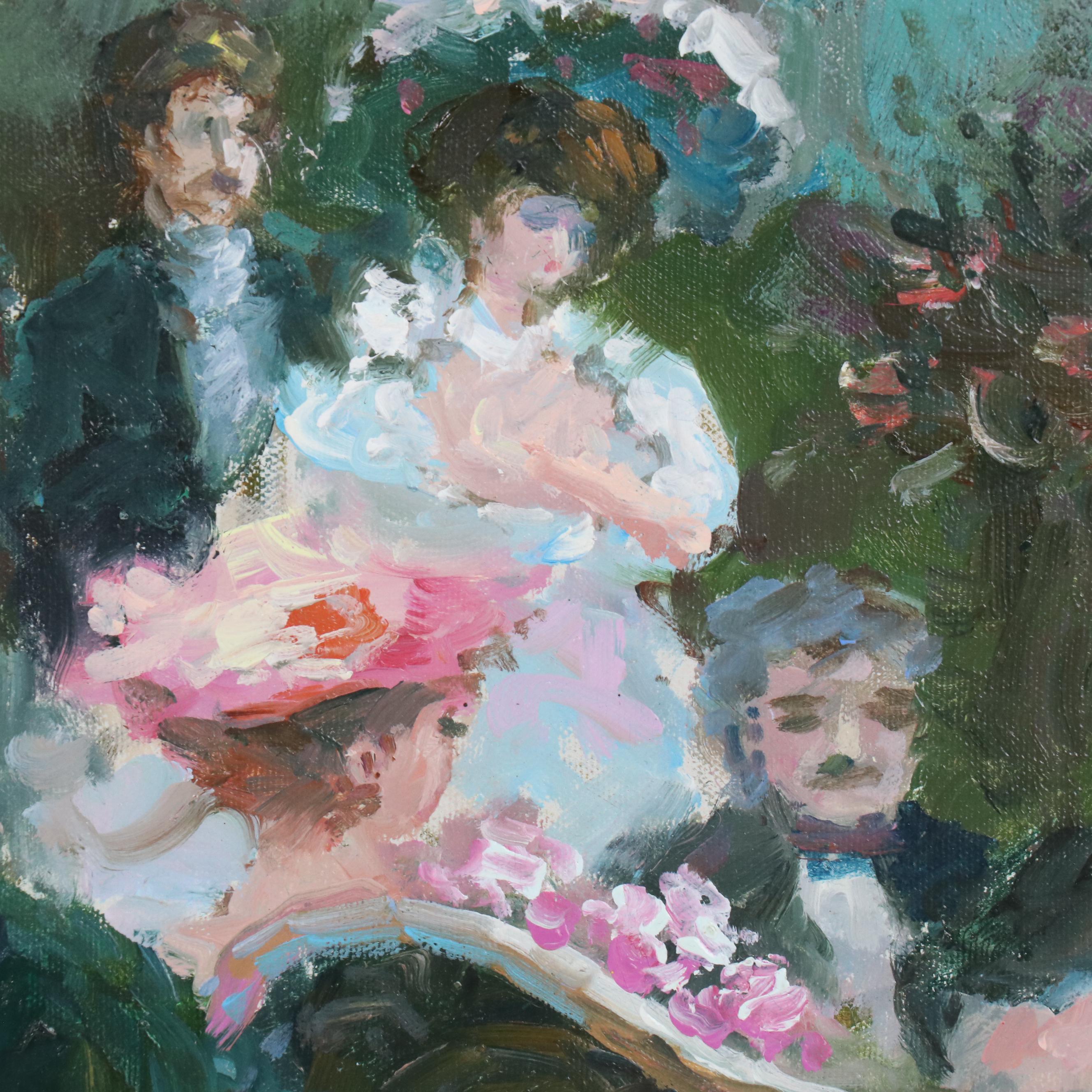 Oil Painting After Pierre Georges Jeanniot "Le Diner a l'Hotel Ritz"