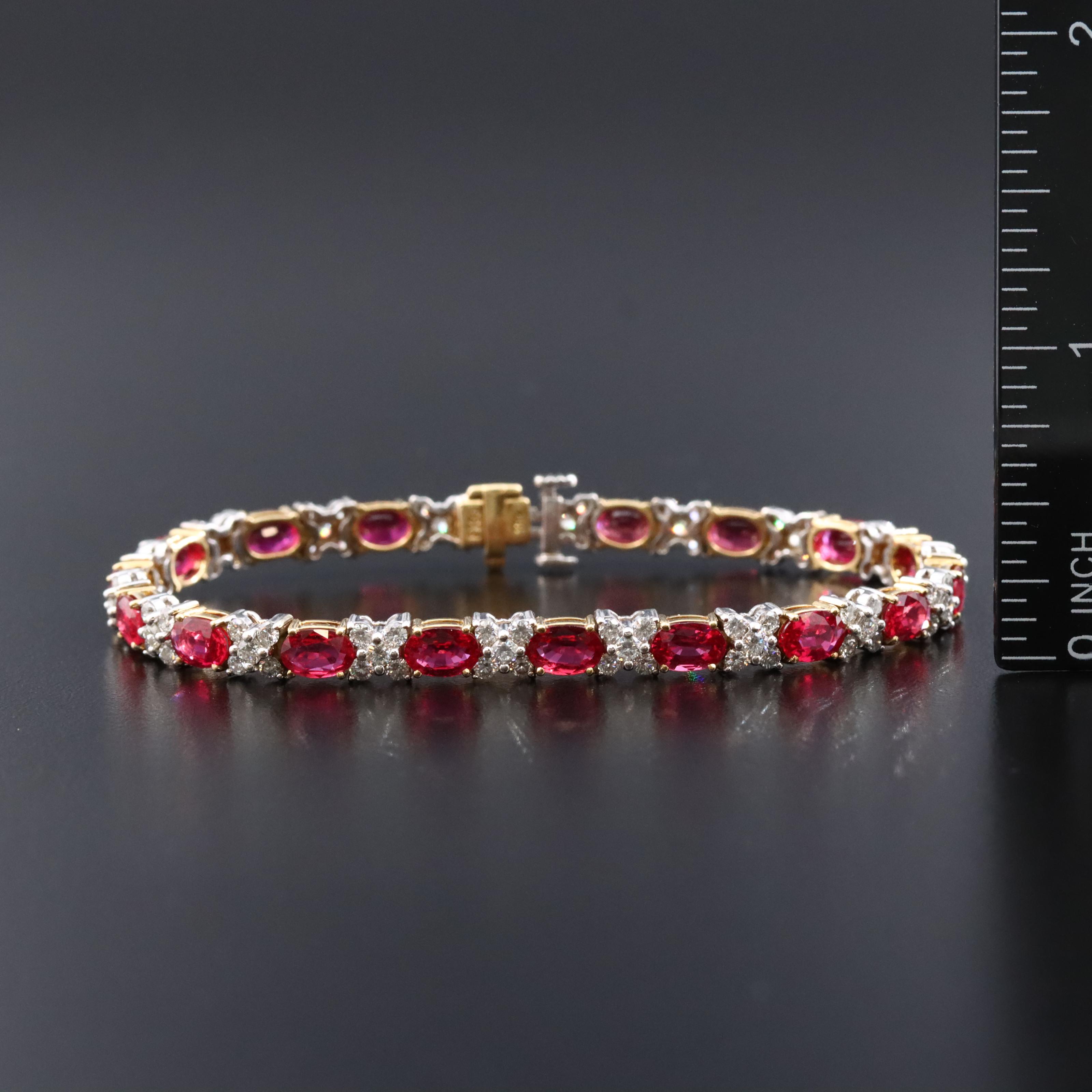 18K 9.00 CTW Ruby and 2.75 CTW Diamond Two-Tone Bracelet