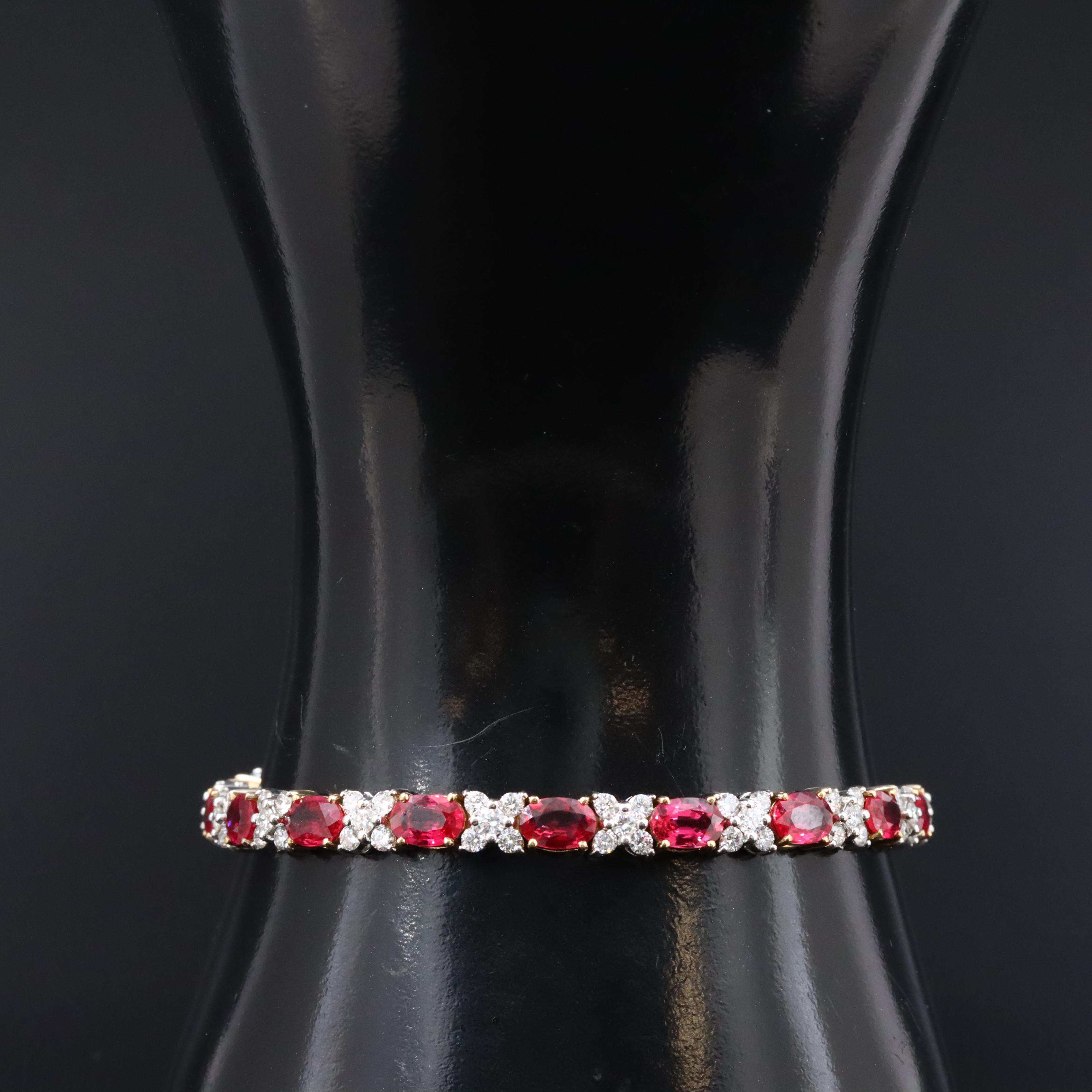 18K 9.00 CTW Ruby and 2.75 CTW Diamond Two-Tone Bracelet