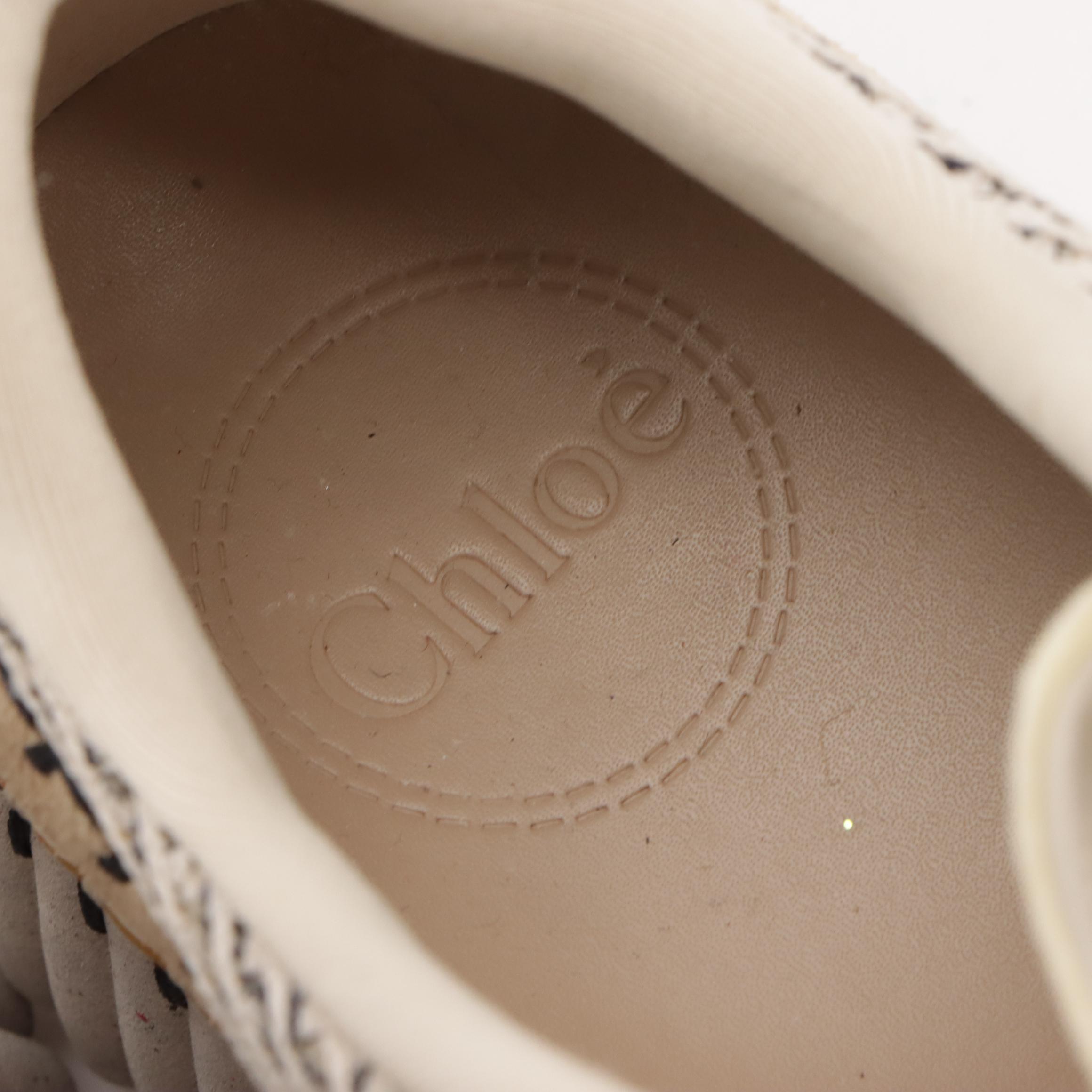 Chloé Nama Sneakers in Beige and Navy Blue Knit Textile