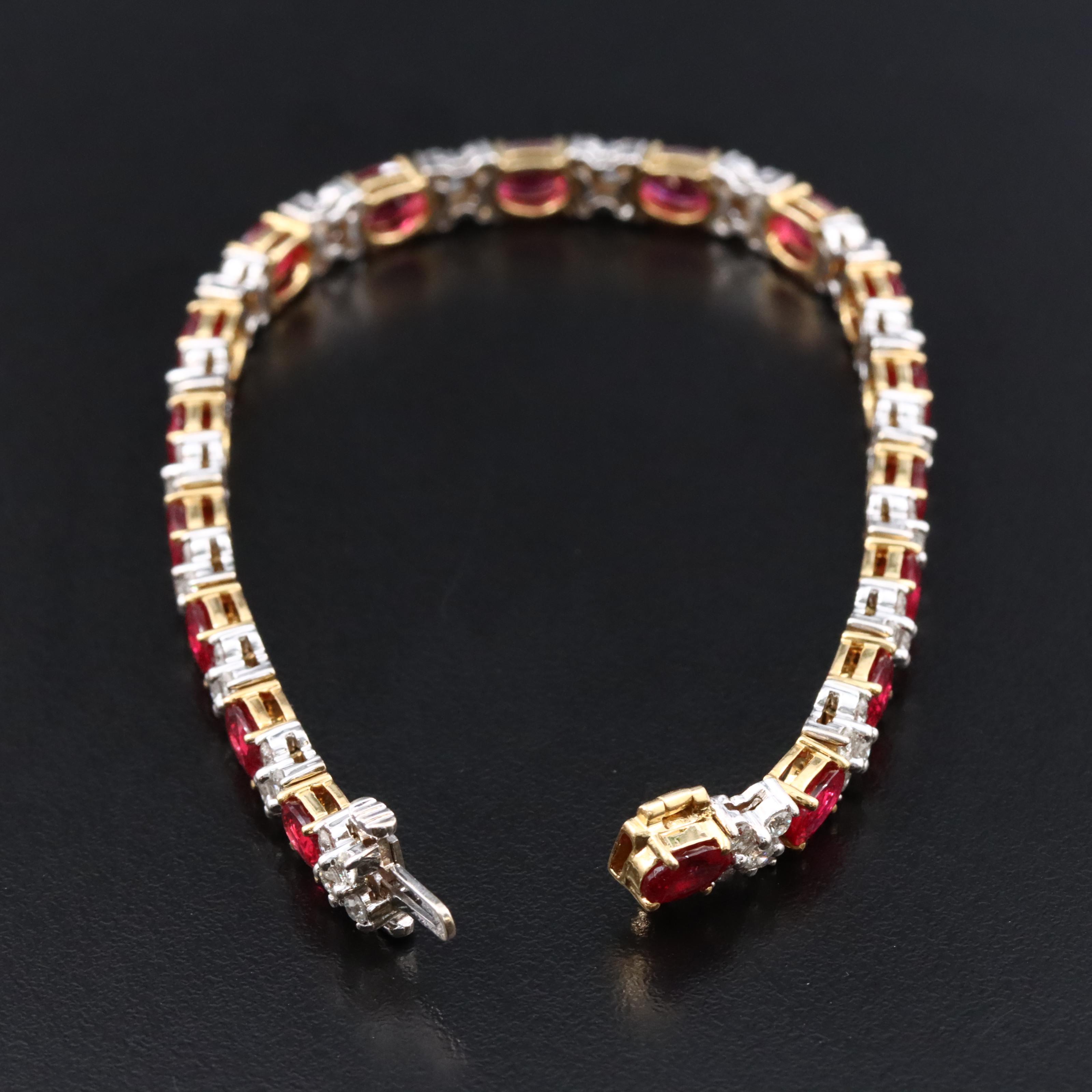 18K 9.00 CTW Ruby and 2.75 CTW Diamond Two-Tone Bracelet