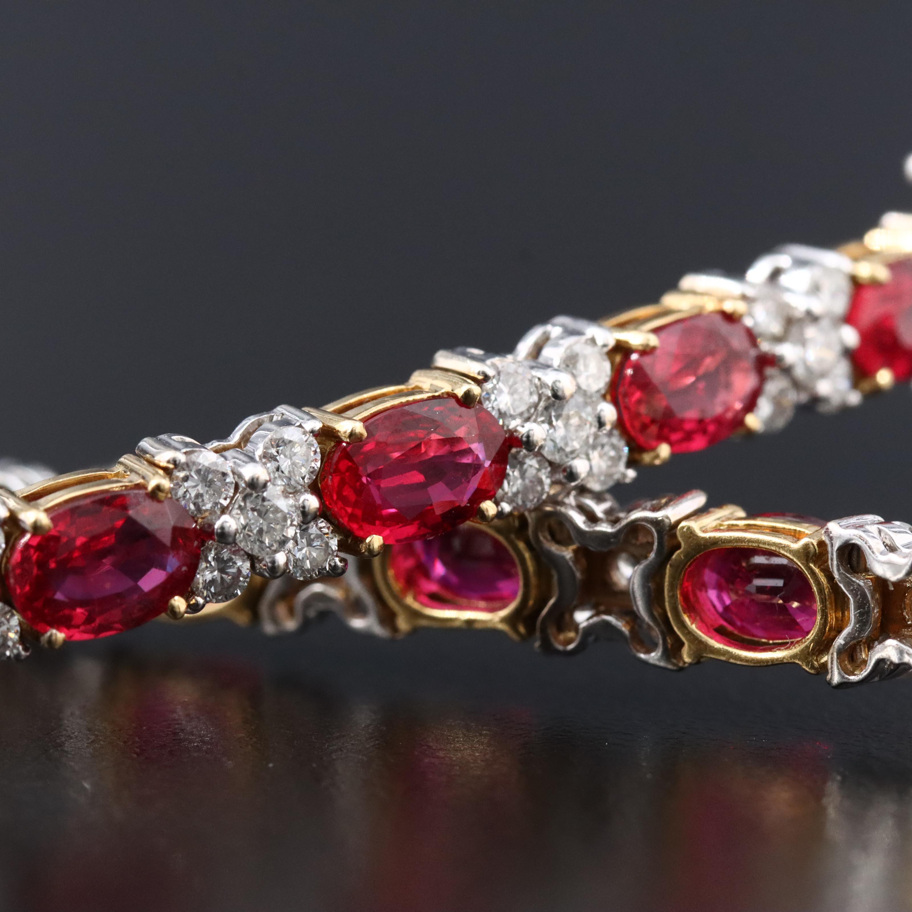18K 9.00 CTW Ruby and 2.75 CTW Diamond Two-Tone Bracelet