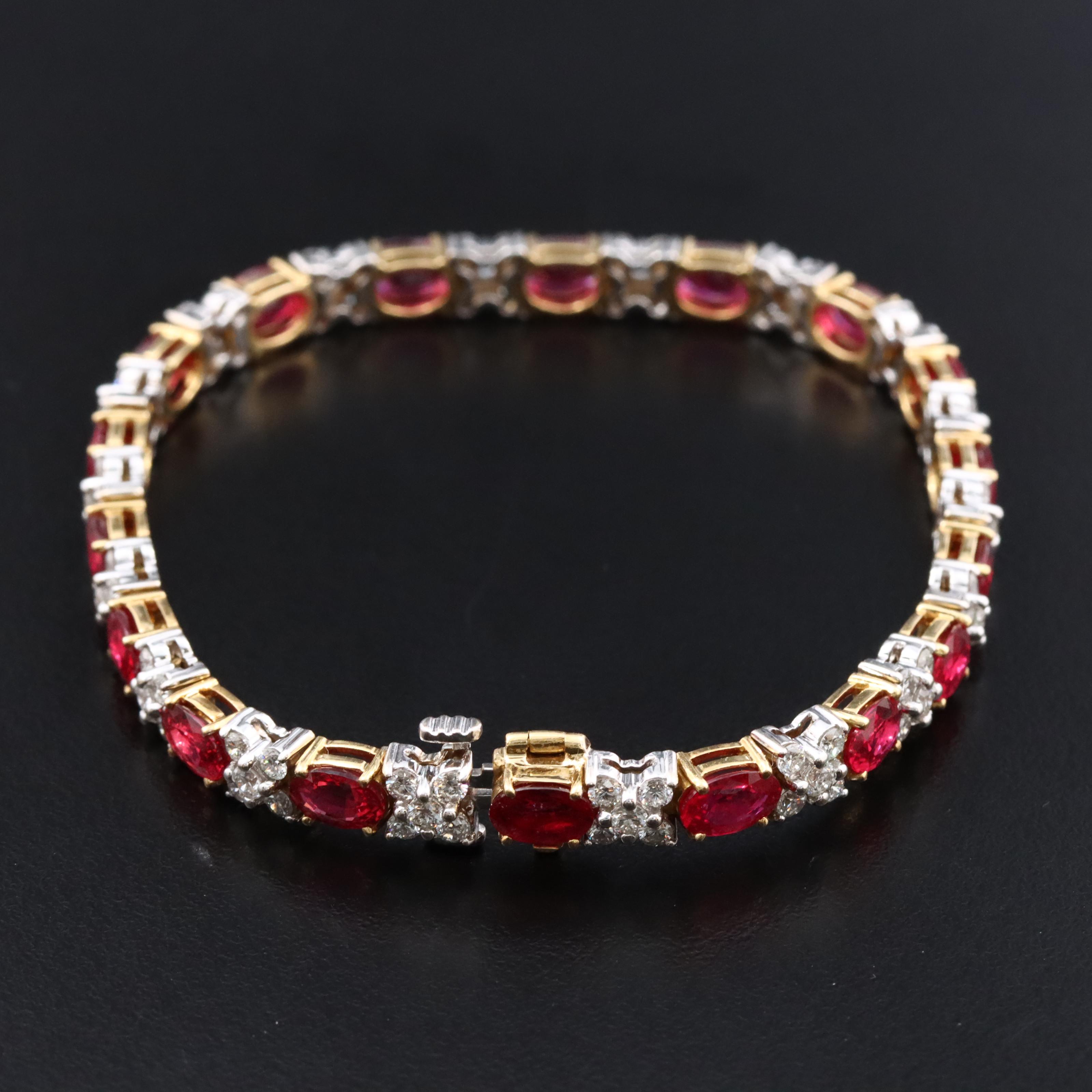 18K 9.00 CTW Ruby and 2.75 CTW Diamond Two-Tone Bracelet