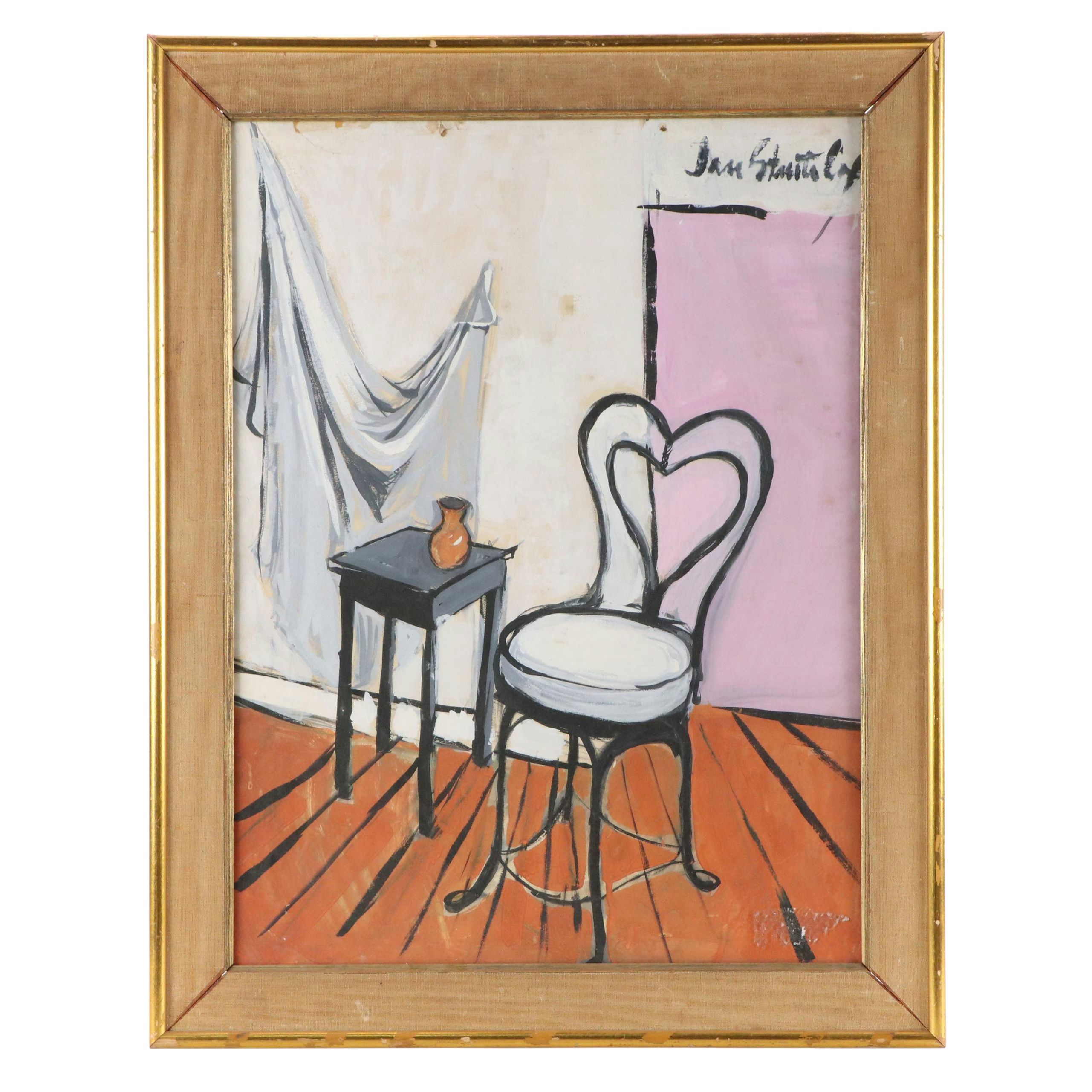 Still Life Oil Painting with Chair and Table