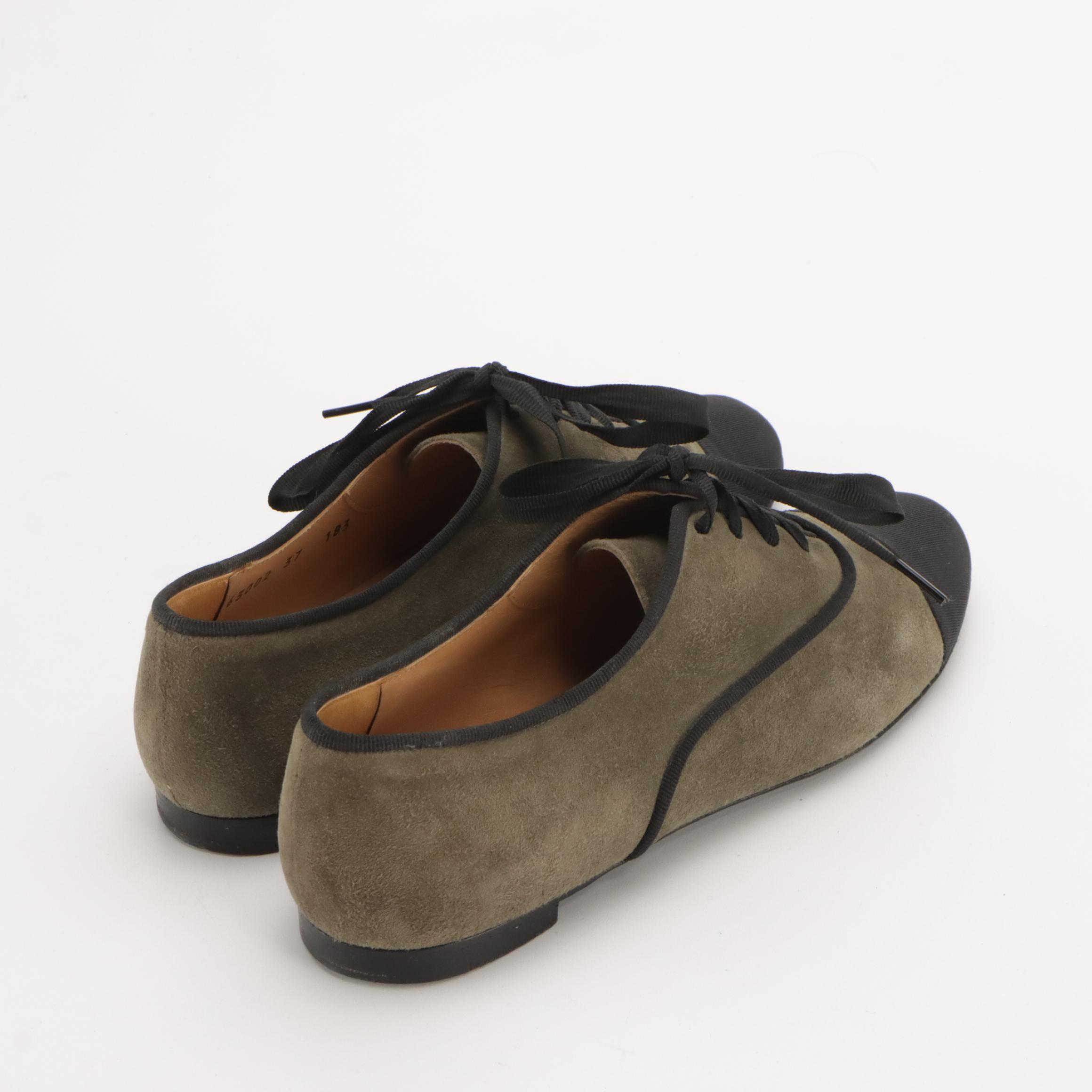 Fratelli Rossetti Green Suede and Grosgrain Cap-Toe Lace-Up Derby Shoes