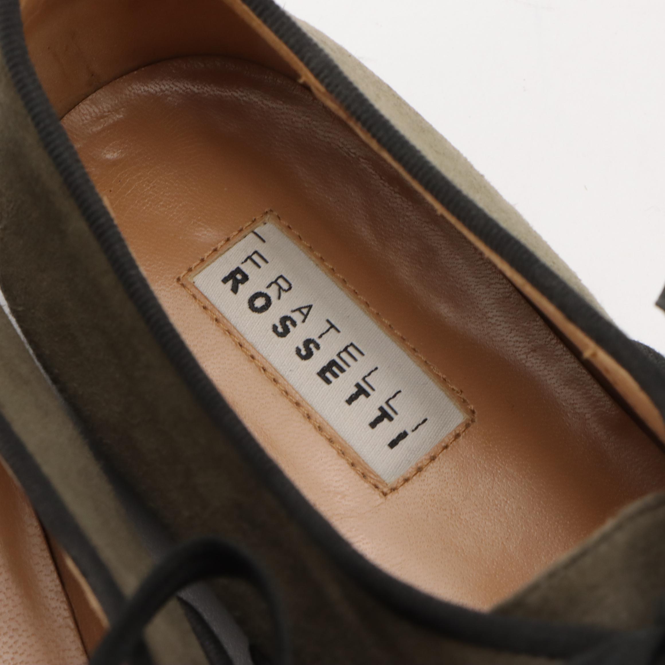 Fratelli Rossetti Green Suede and Grosgrain Cap-Toe Lace-Up Derby Shoes