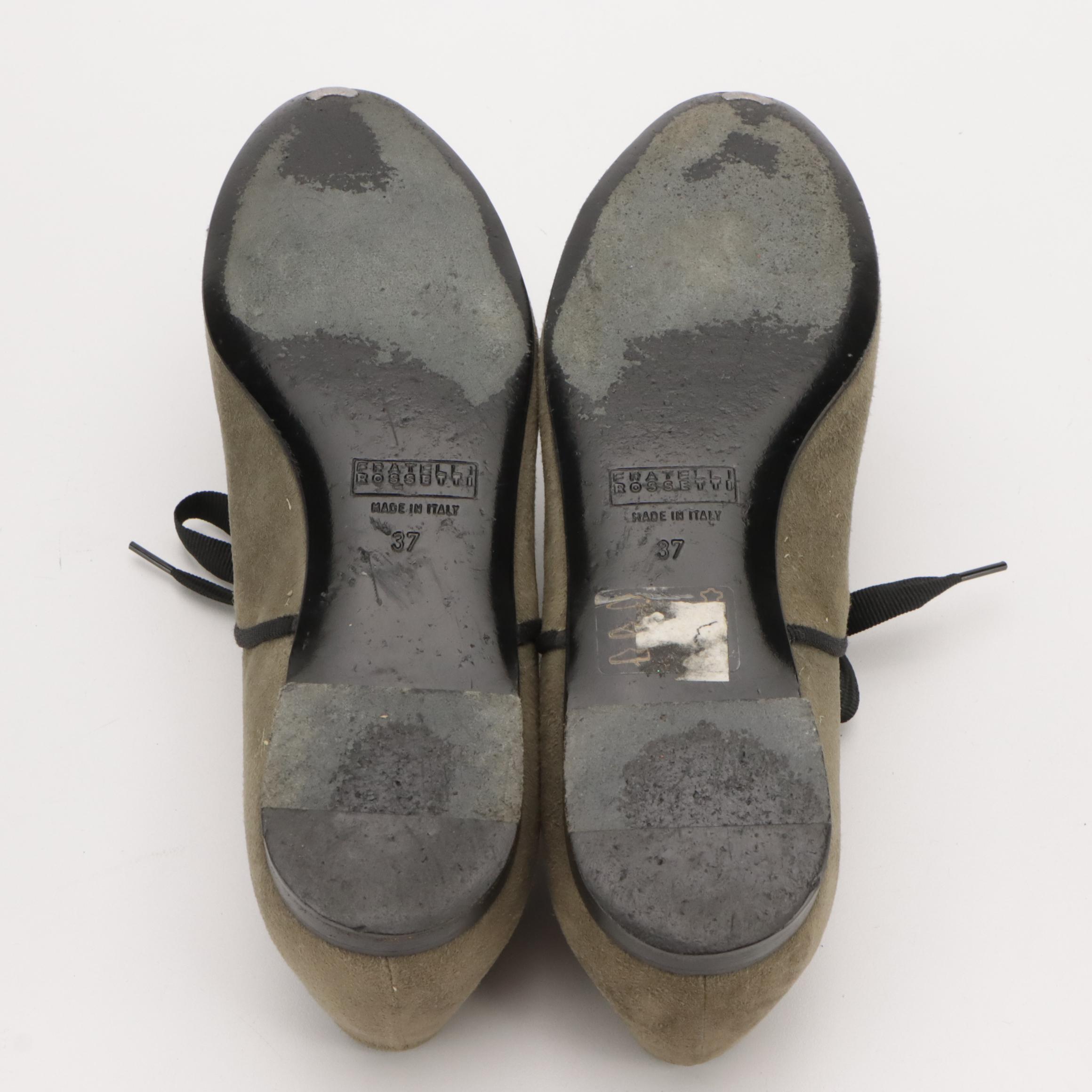 Fratelli Rossetti Green Suede and Grosgrain Cap-Toe Lace-Up Derby Shoes