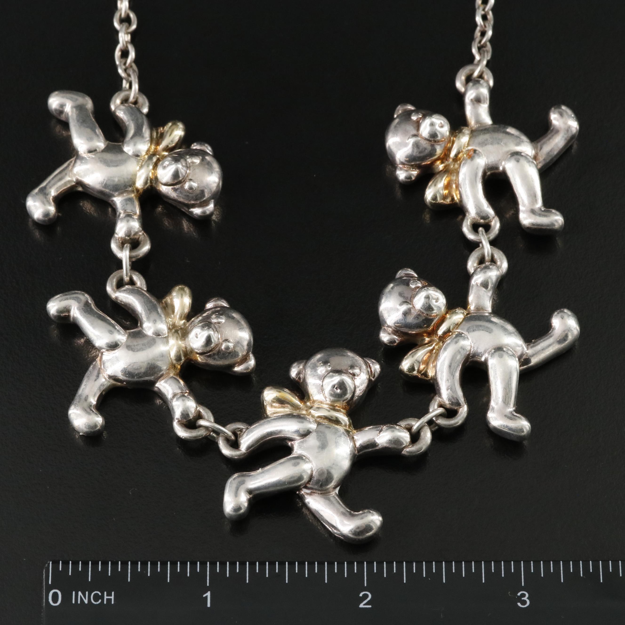 Frederick John Duclos Electroformed and Sterling Teddy Bear Necklace