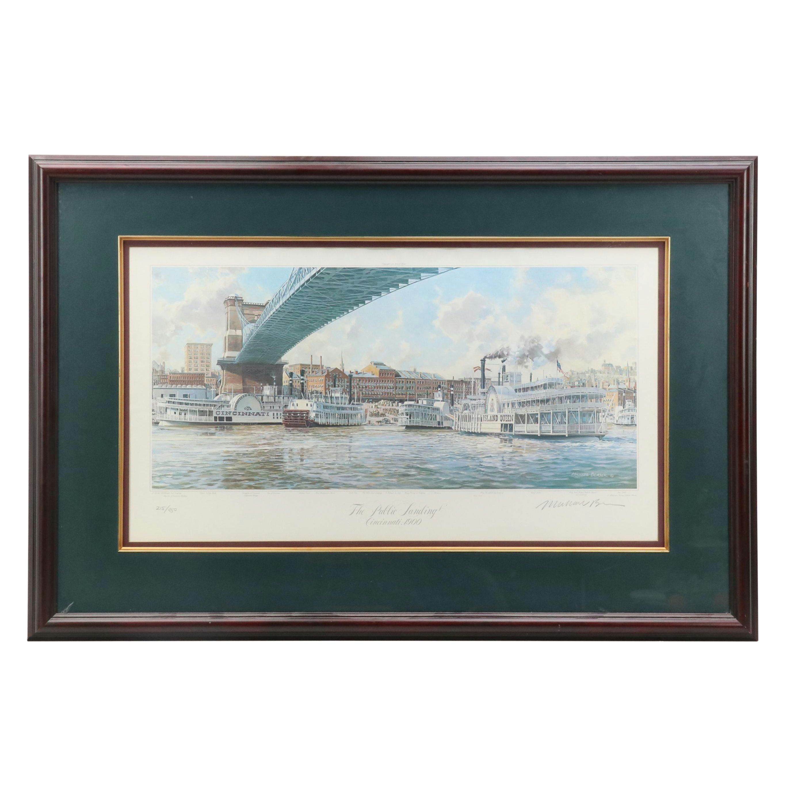 Michael Blaser Offset Lithograph "The Public Landing: Cincinnati, 1900," 1989