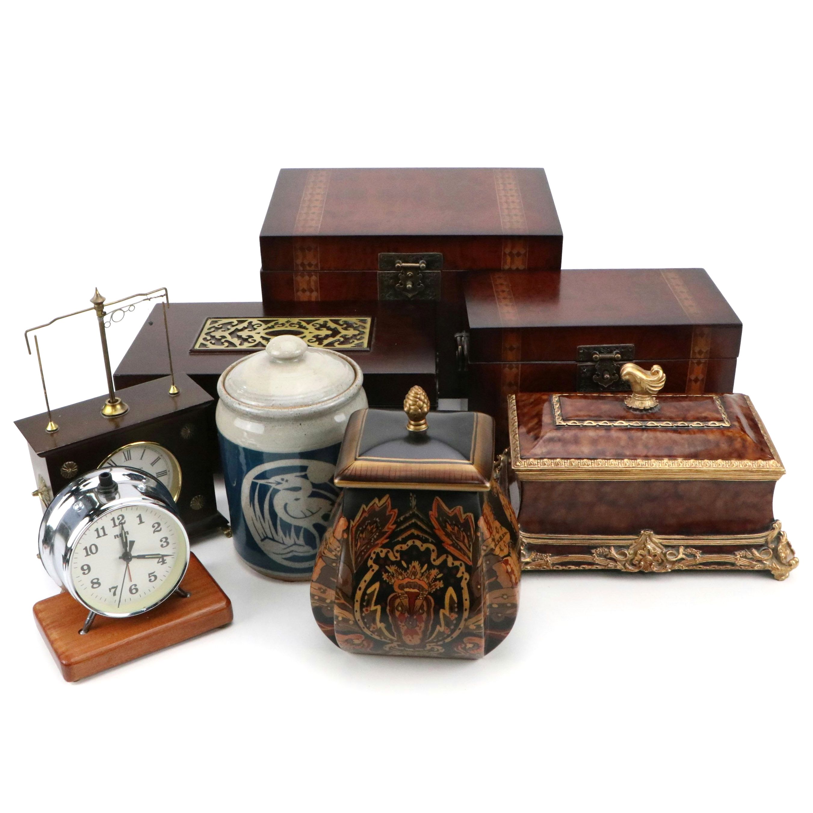 Victorian Style Flying Pendulum Clock with Other Boxes and Decor