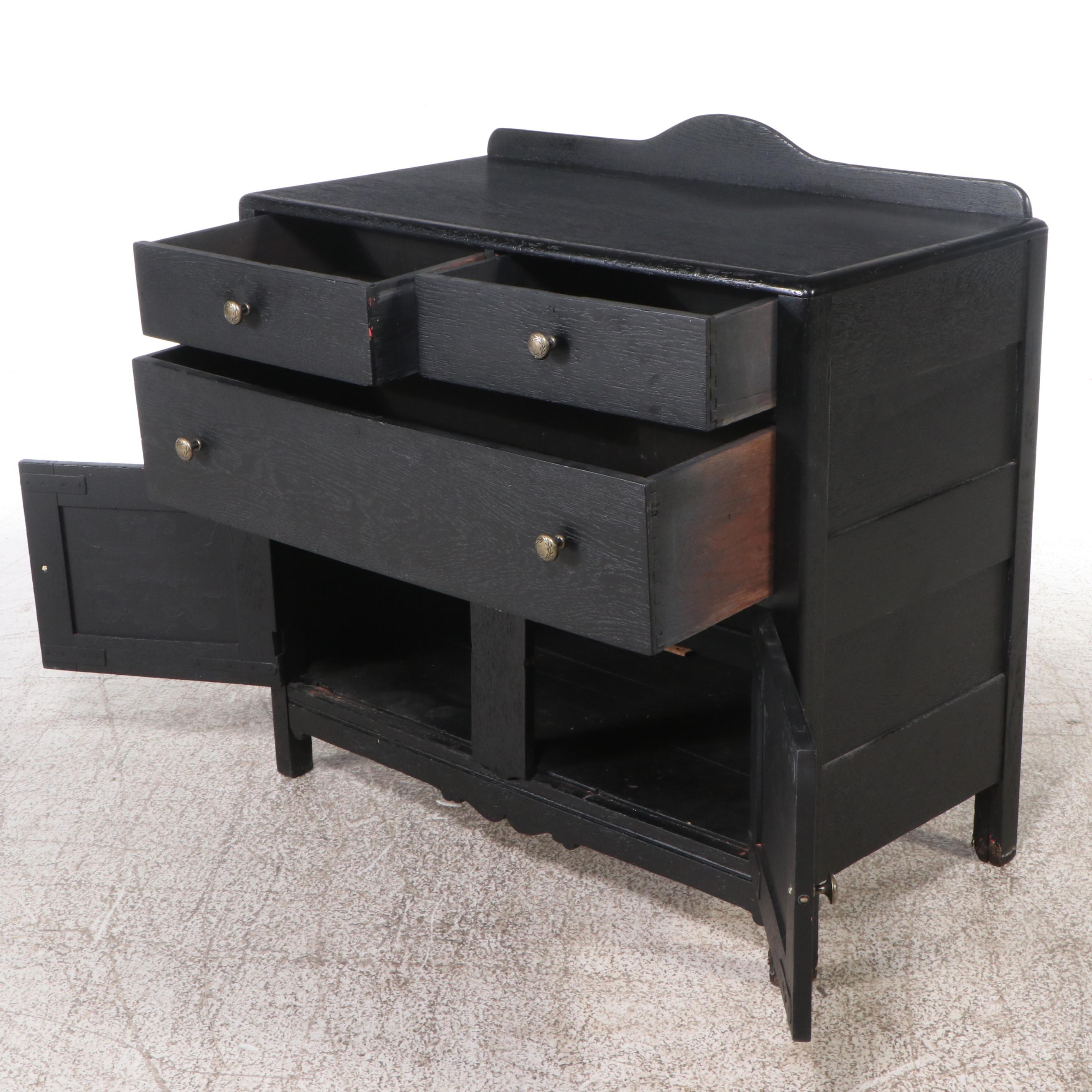 Traditional Style Painted Black Sideboard