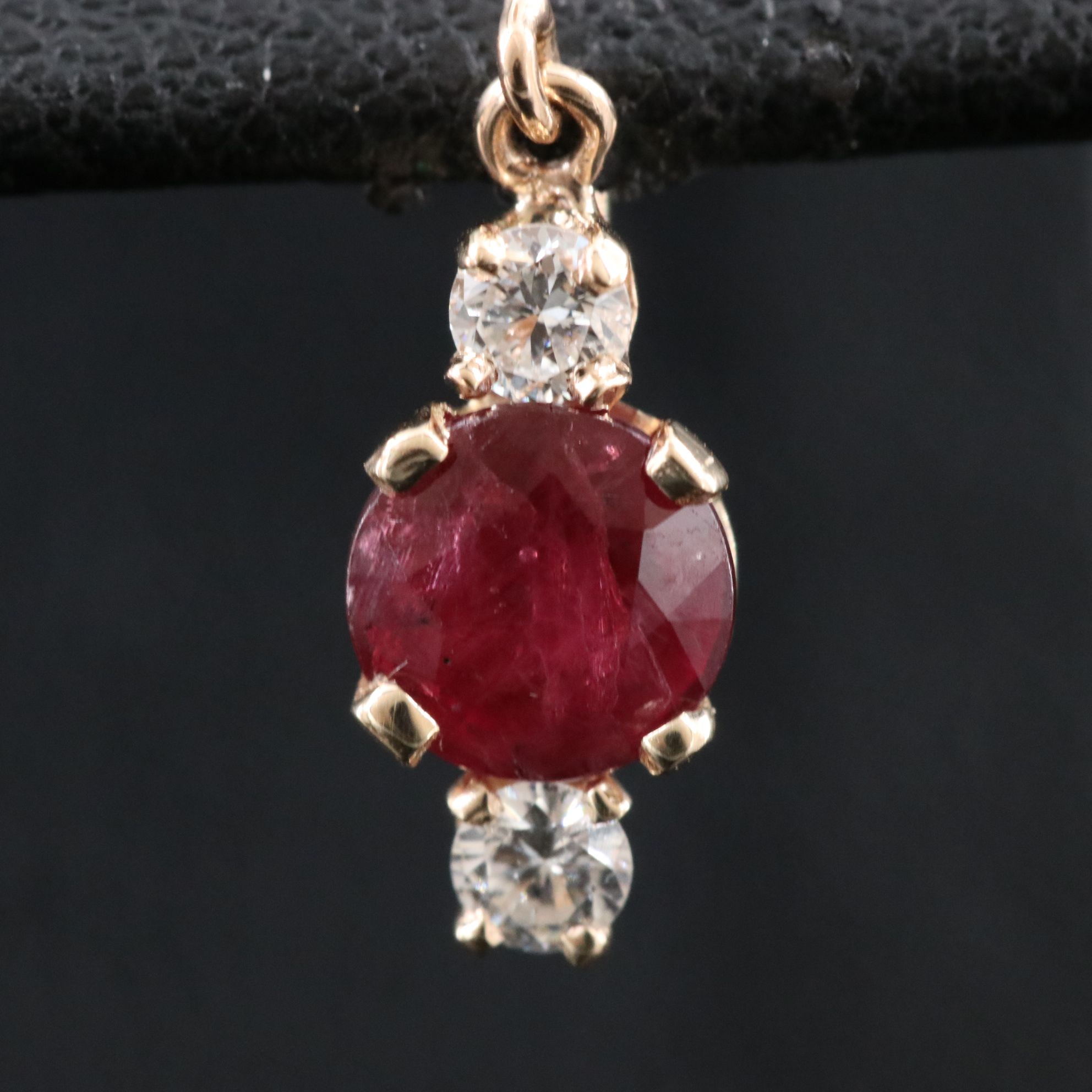 14K Ruby and Diamond Drop Earrings