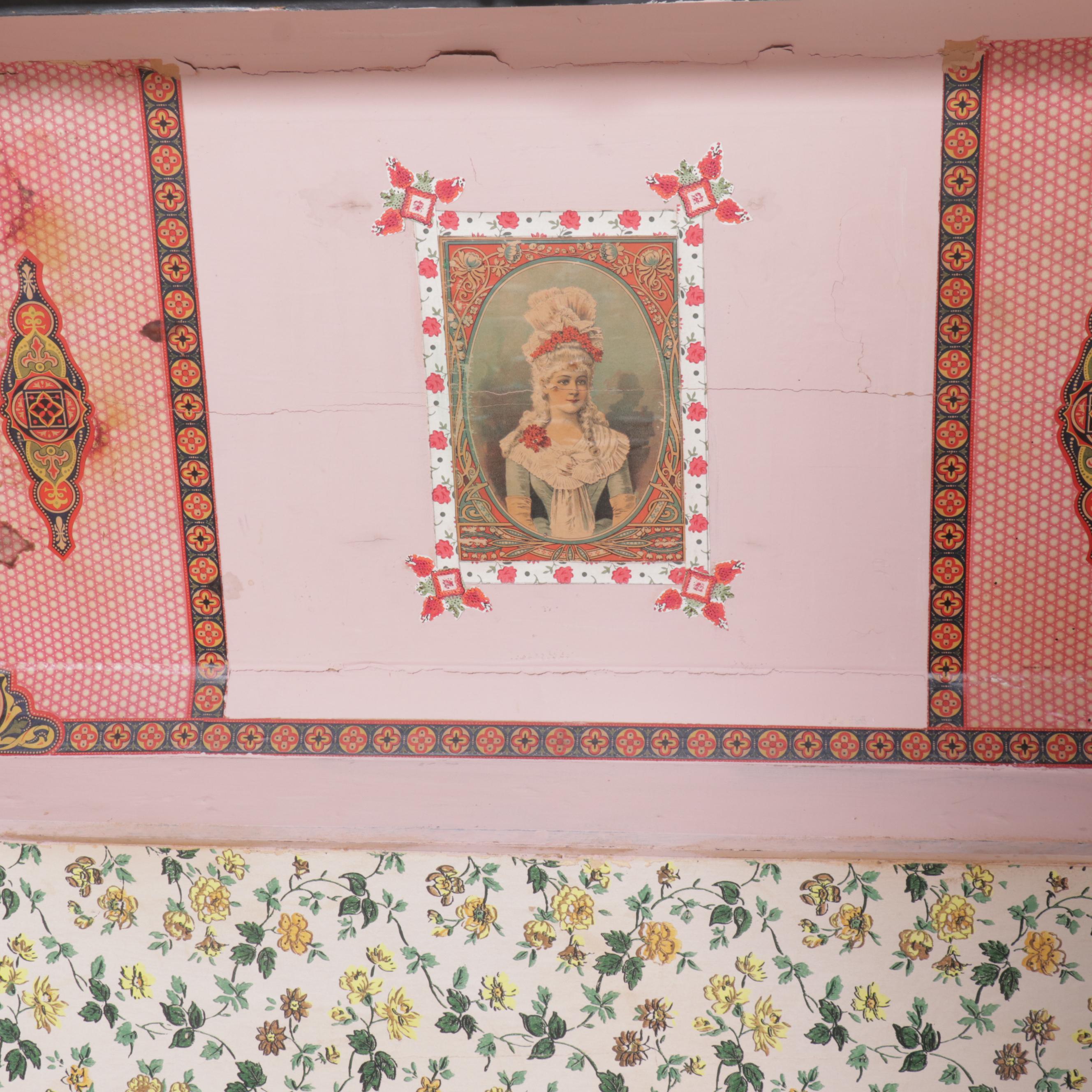 Victorian Metal and Wood Flat Top Trunk, Late 19th/ Early 20th Century