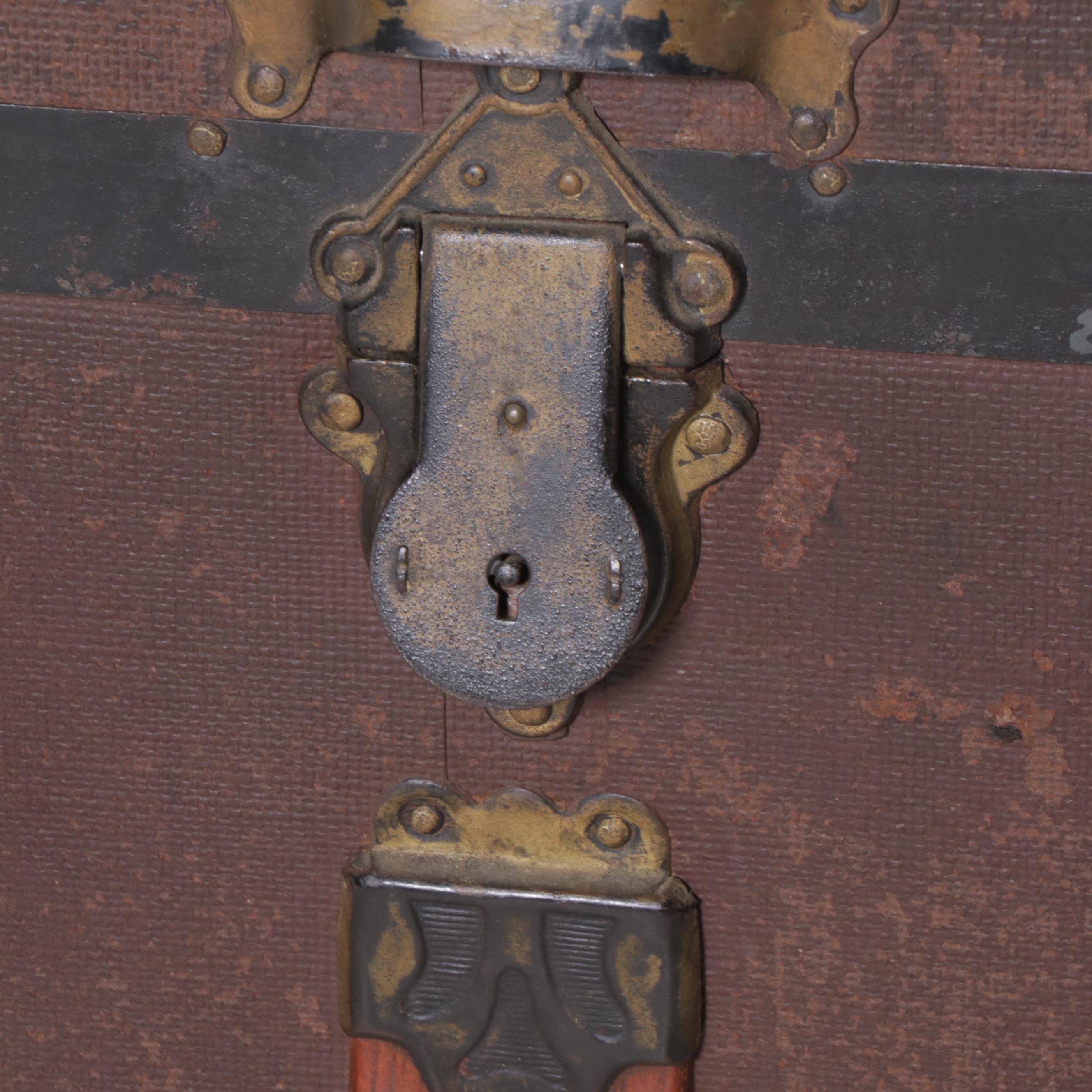 Victorian Metal and Wood Flat Top Trunk, Late 19th/ Early 20th Century