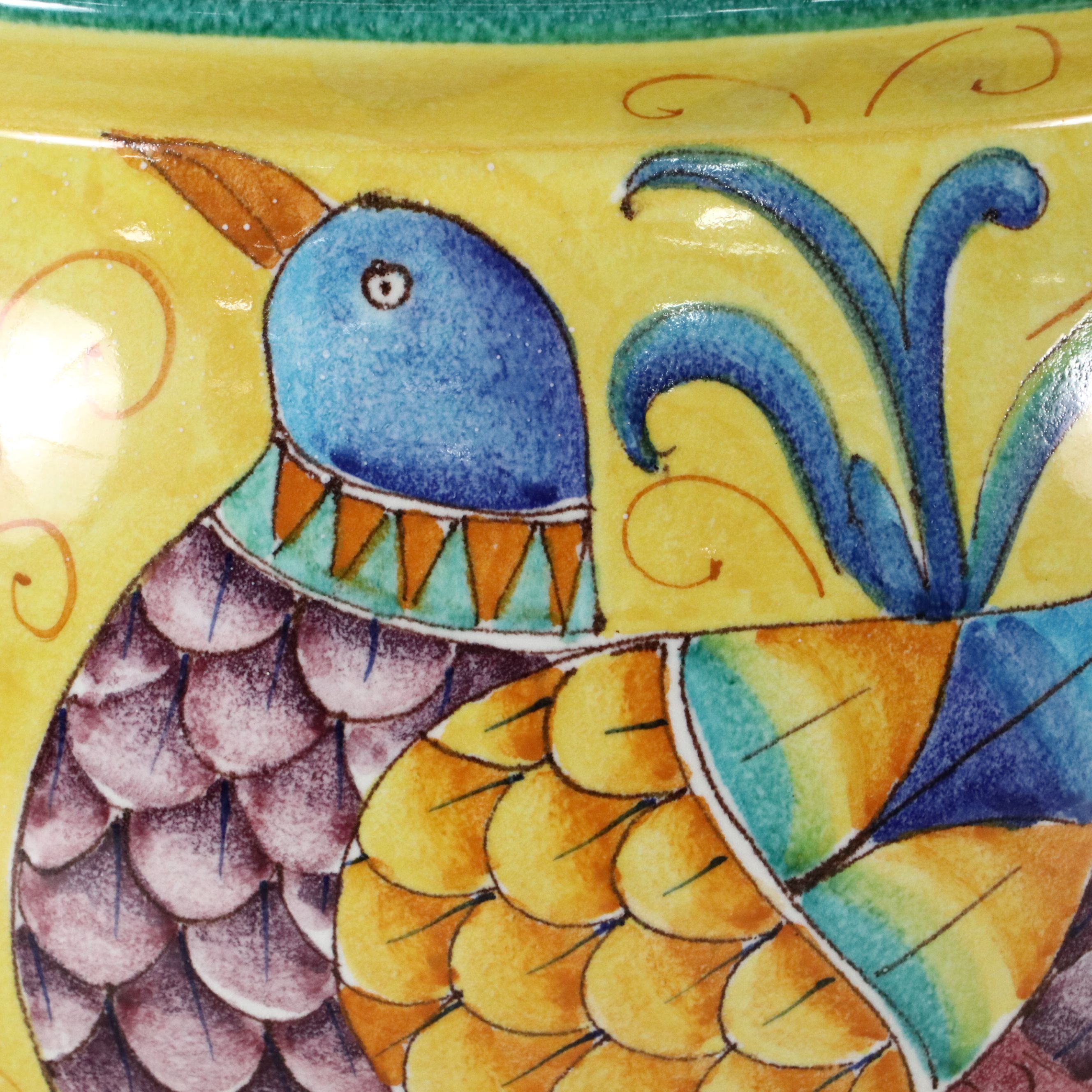 Italian Majolica Planters on Wooden Bases