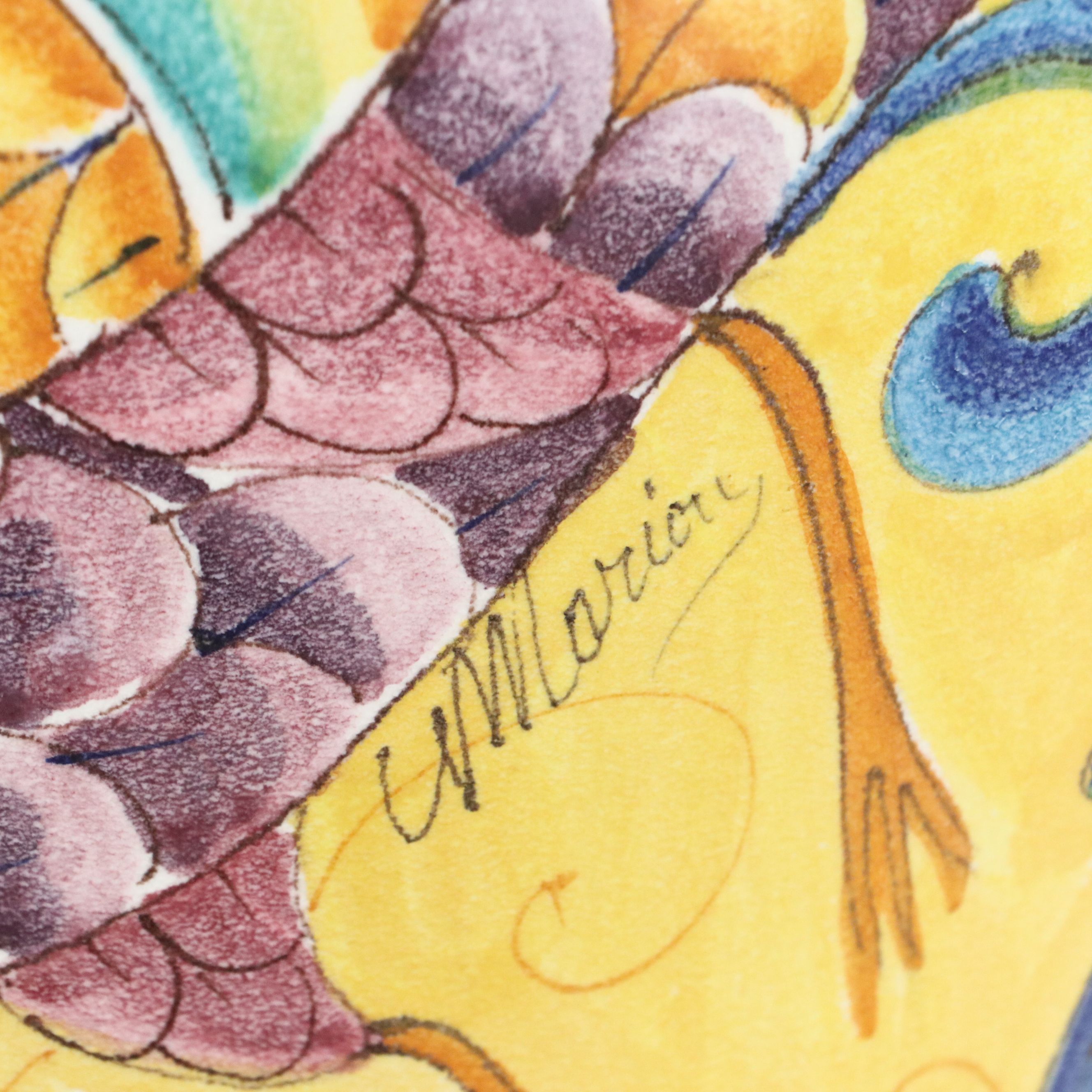 Italian Majolica Planters on Wooden Bases