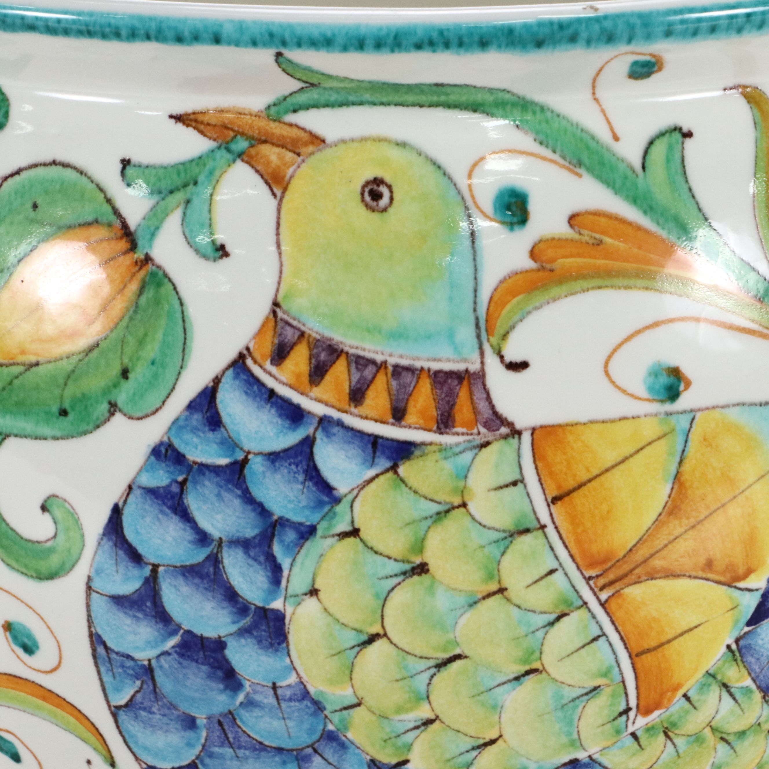 Italian Majolica Planters on Wooden Bases