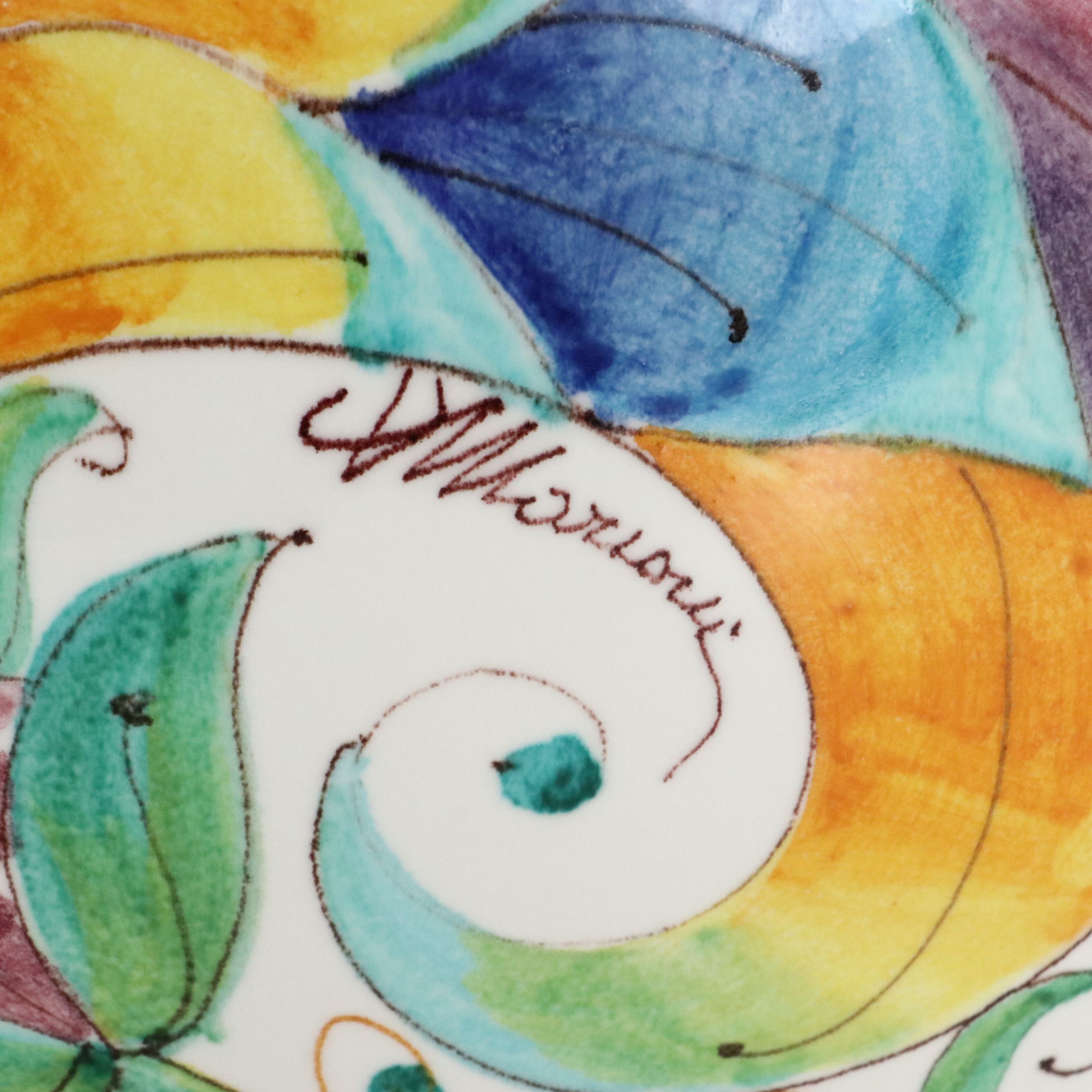 Italian Majolica Planters on Wooden Bases