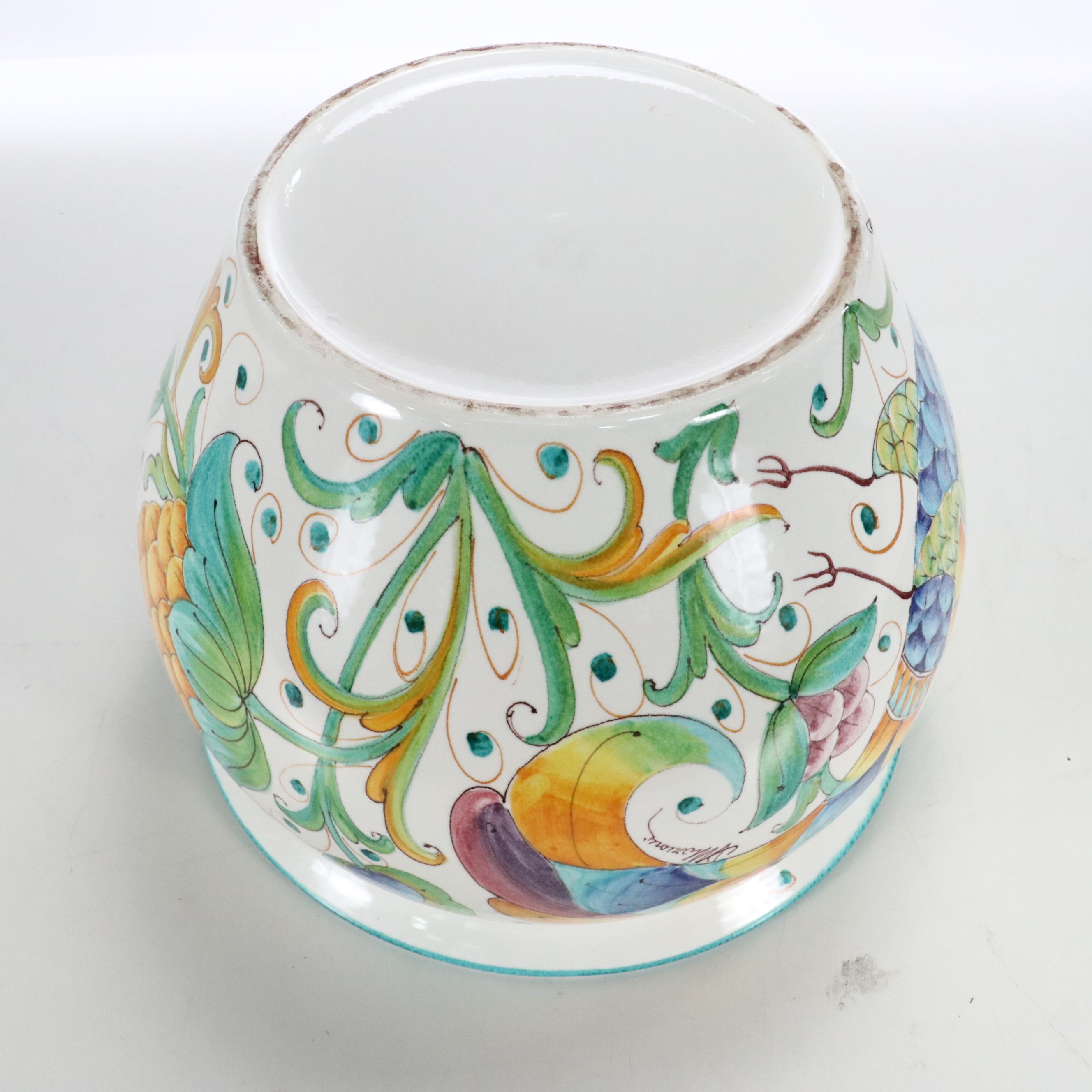 Italian Majolica Planters on Wooden Bases