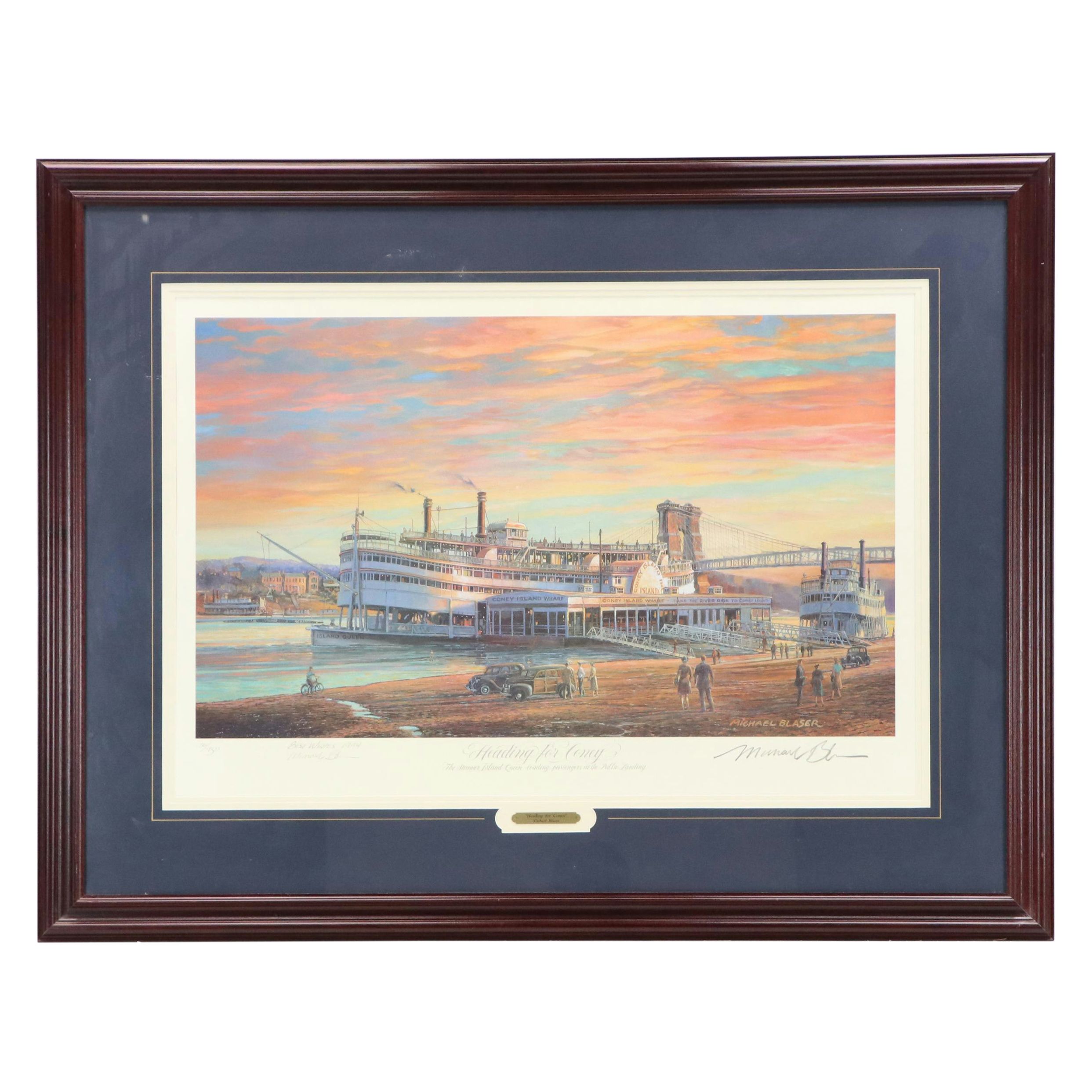 Michael Blaser Offset Lithograph "Heading for Coney," 1994