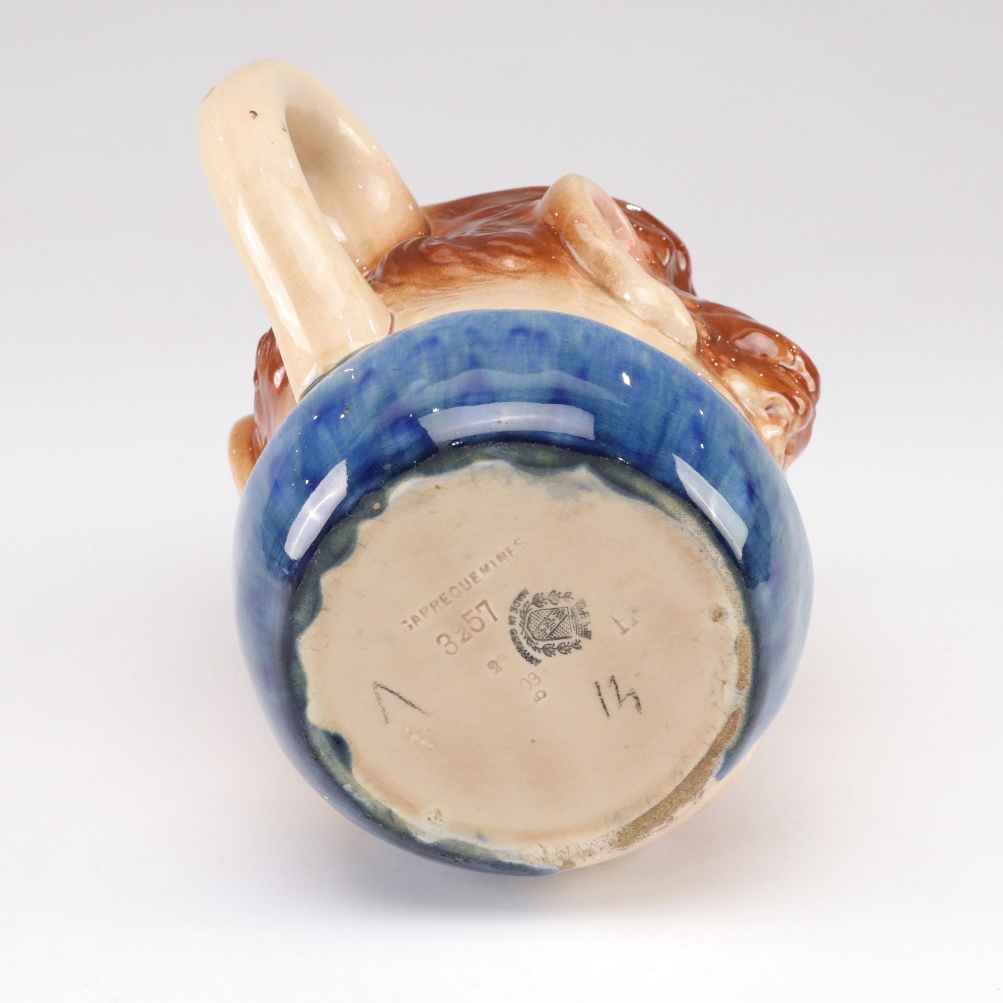 Sarreguemines  "John Bull" German Majolica Character Jug