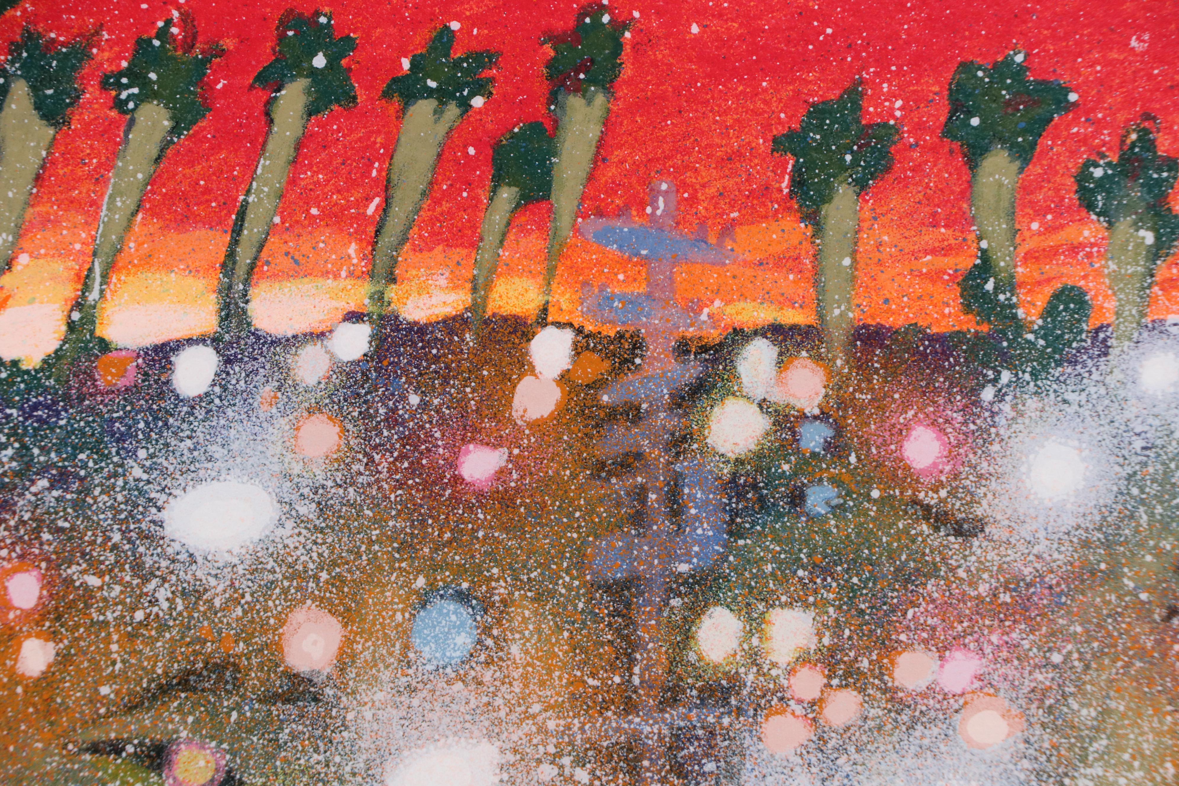 James Talmadge Serigraph, "Santa Monica Sunset," Late 20th Century