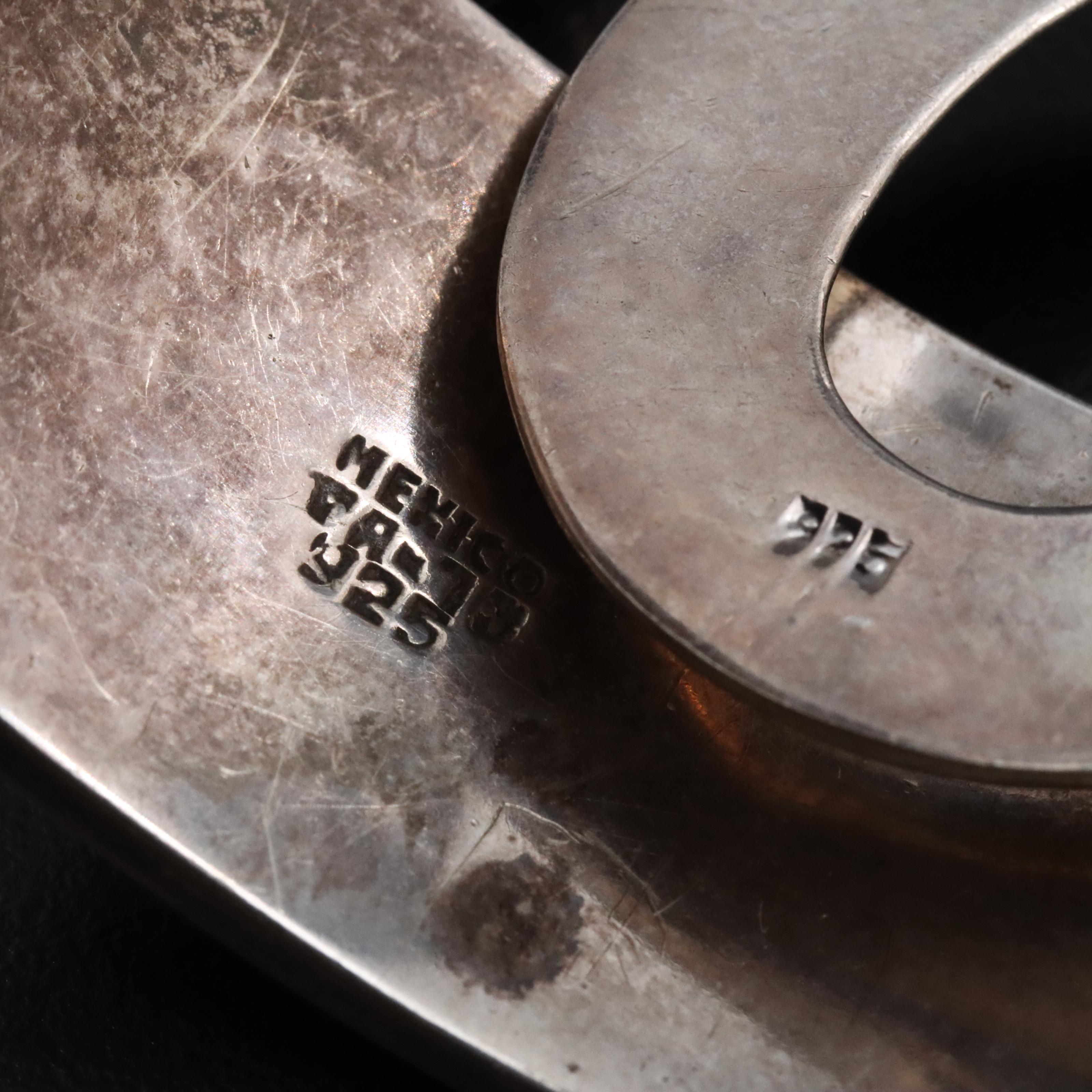 Sterling Cuff and Door-Knocker Earrings with Electroformed Hoop Earrings