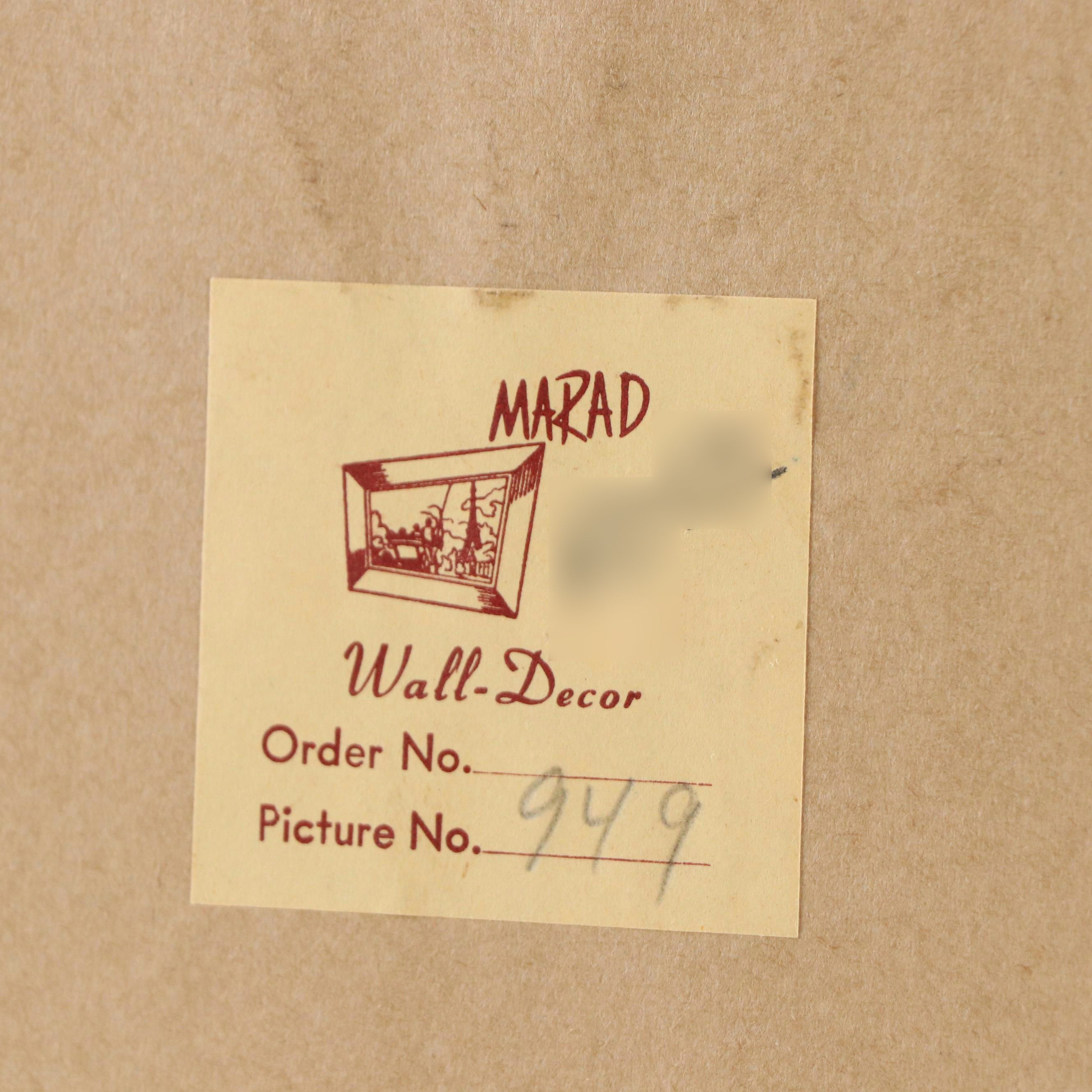 Offset Lithograph of Mediterranean Village Scene, Mid-20th Century