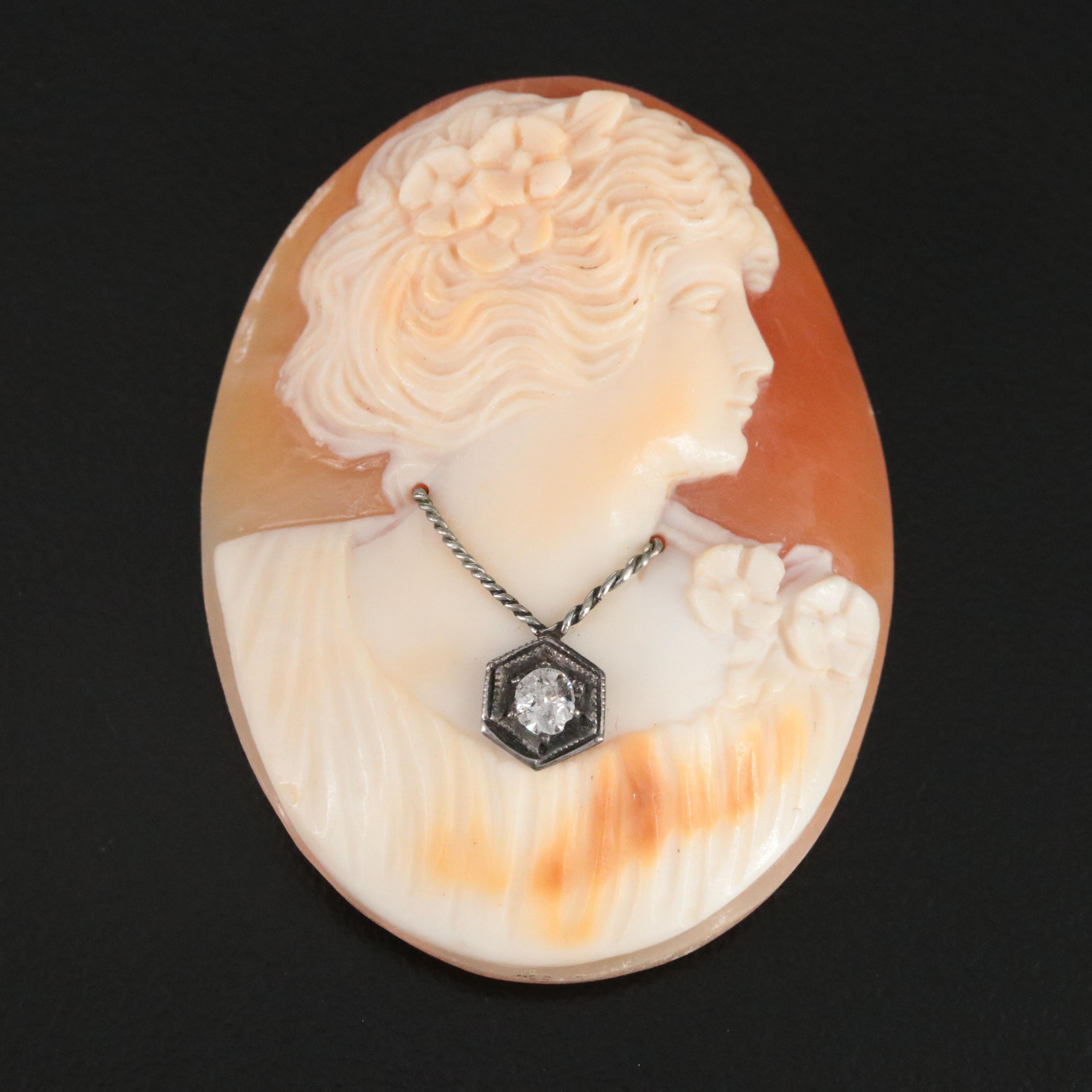 Loose Habillé Shell and Diamond Cameo