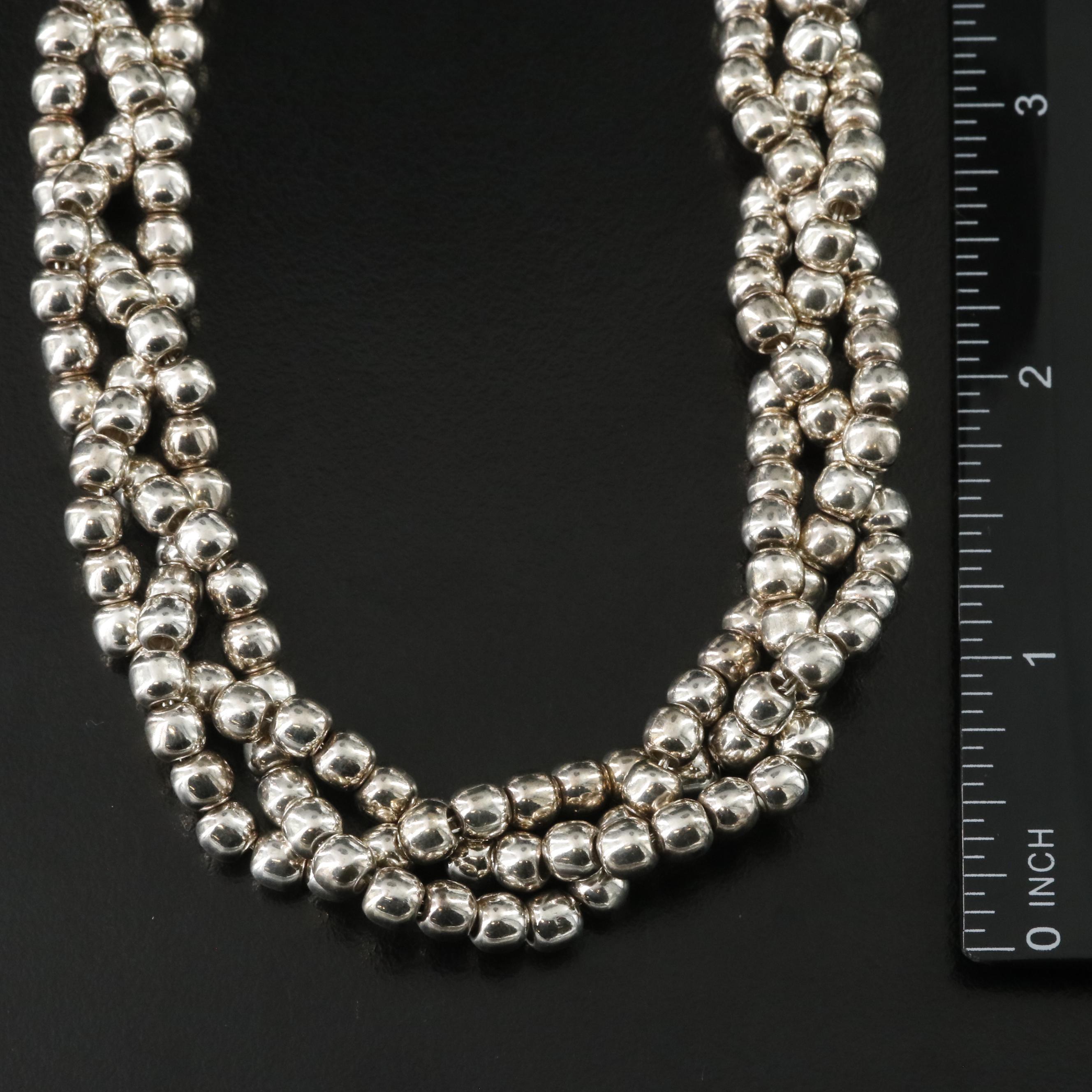 Sterling Braided Bead Necklace