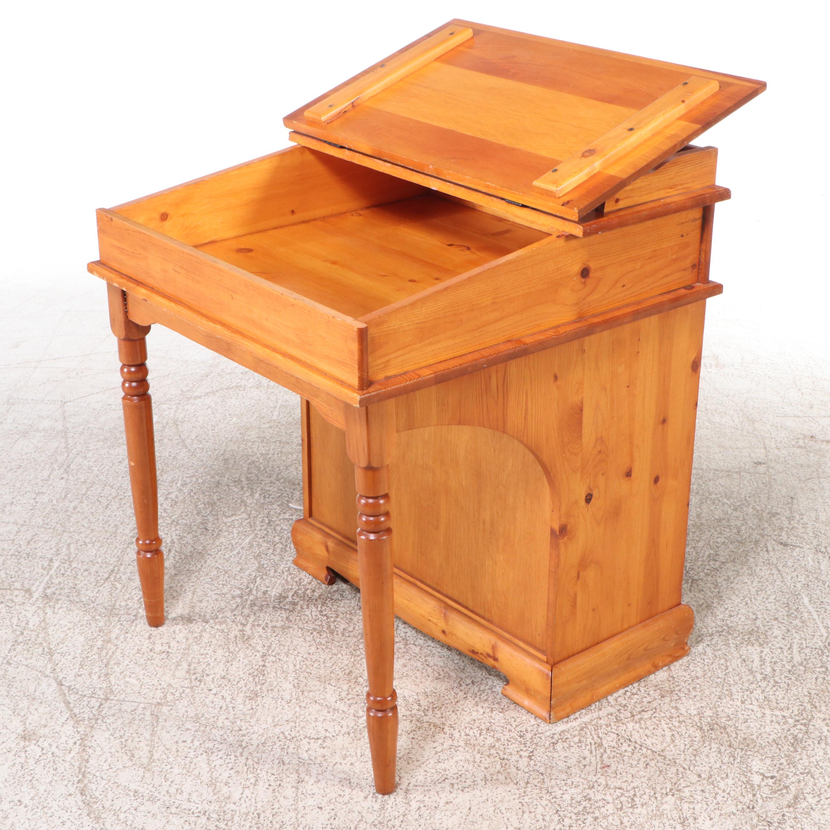 Victorian Style Pine Davenport Desk, Mid to Late 20th Century