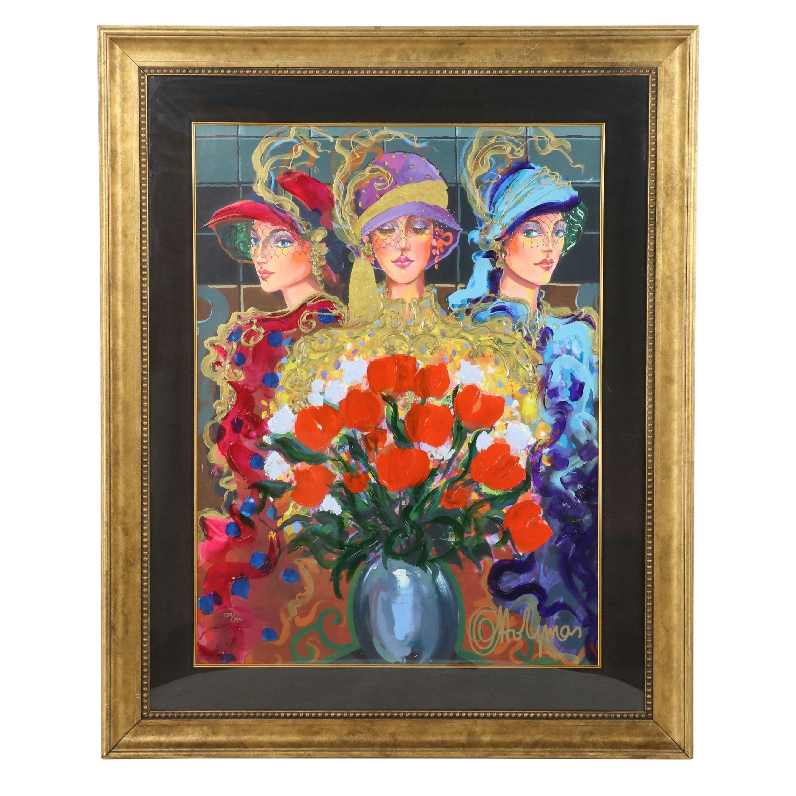 Otto De Souza Aguiar Embellished Giclée "Splendor, Three Women...," 2004
