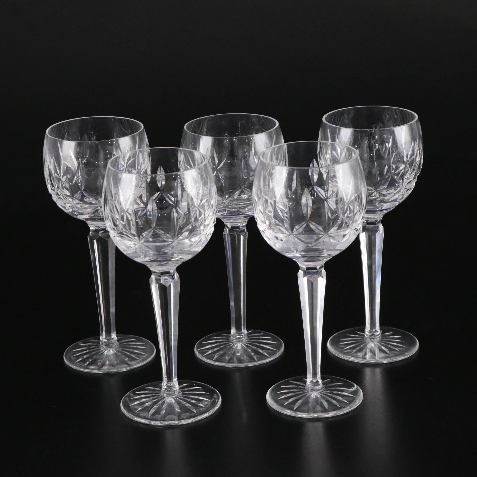 Waterford Crystal "Lismore" Spirit Decanter and "Rosslare" Hock Wine Glasses