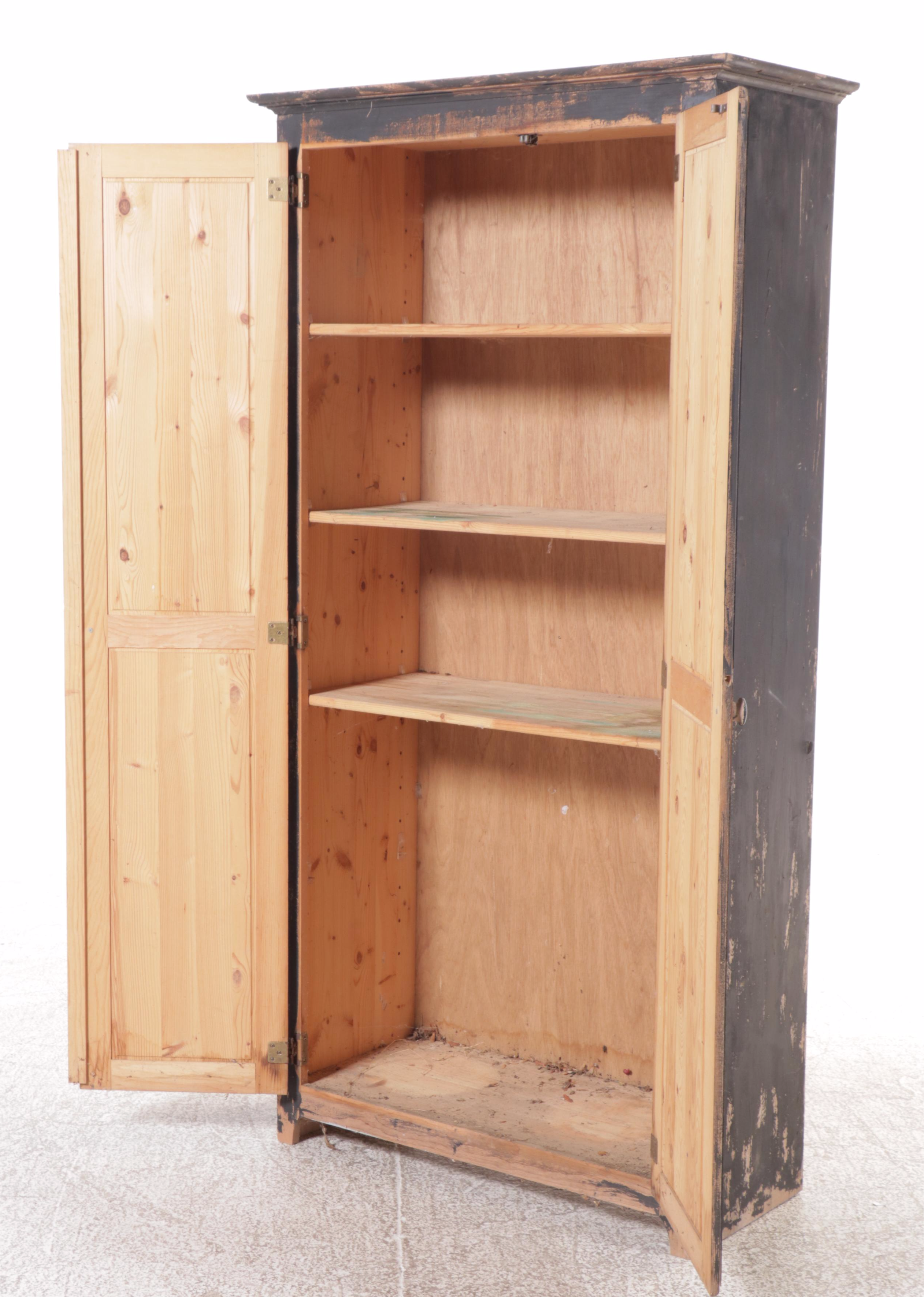 Traditional Style Distressed Pine Cabinet