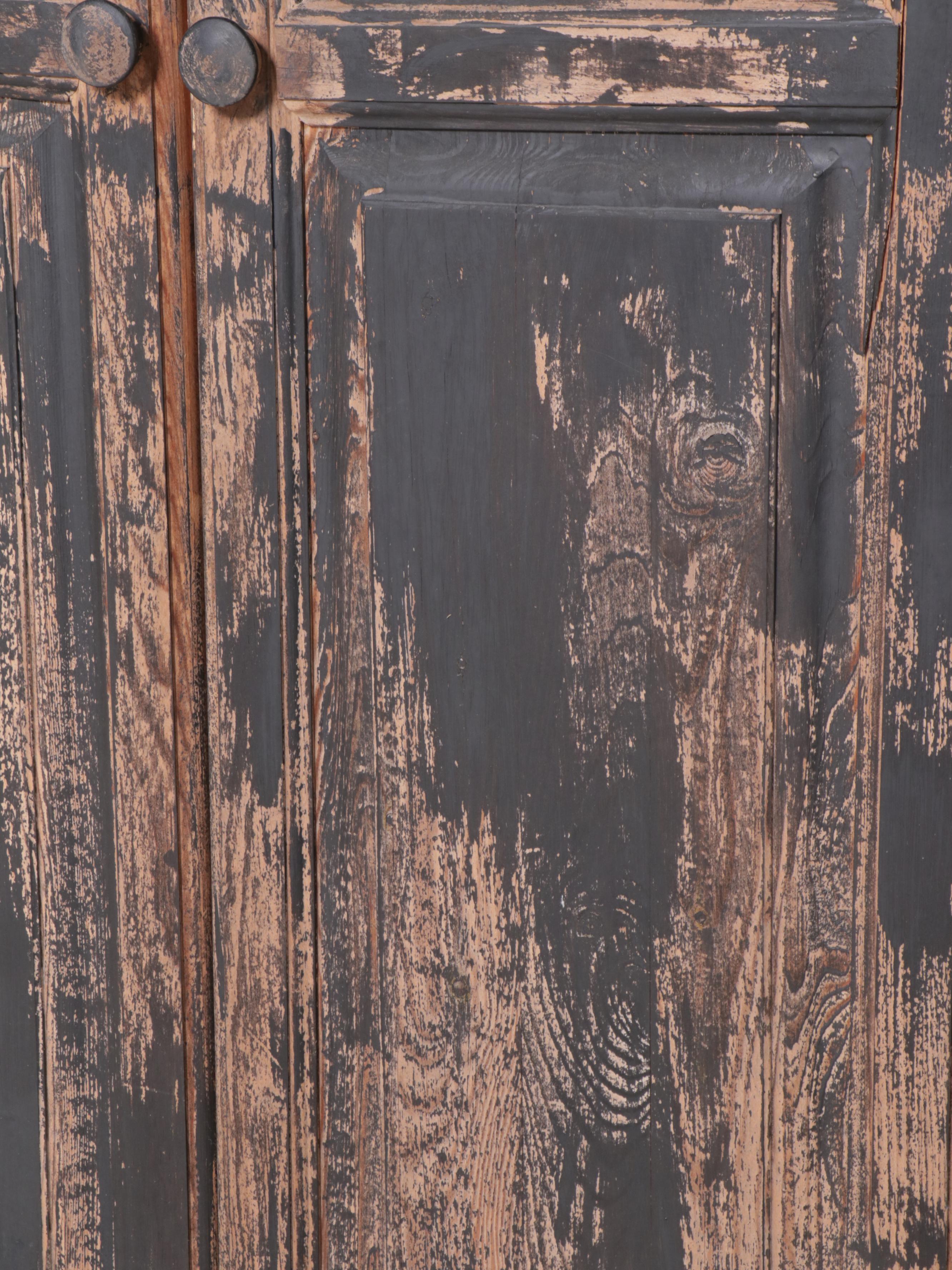 Traditional Style Distressed Pine Cabinet