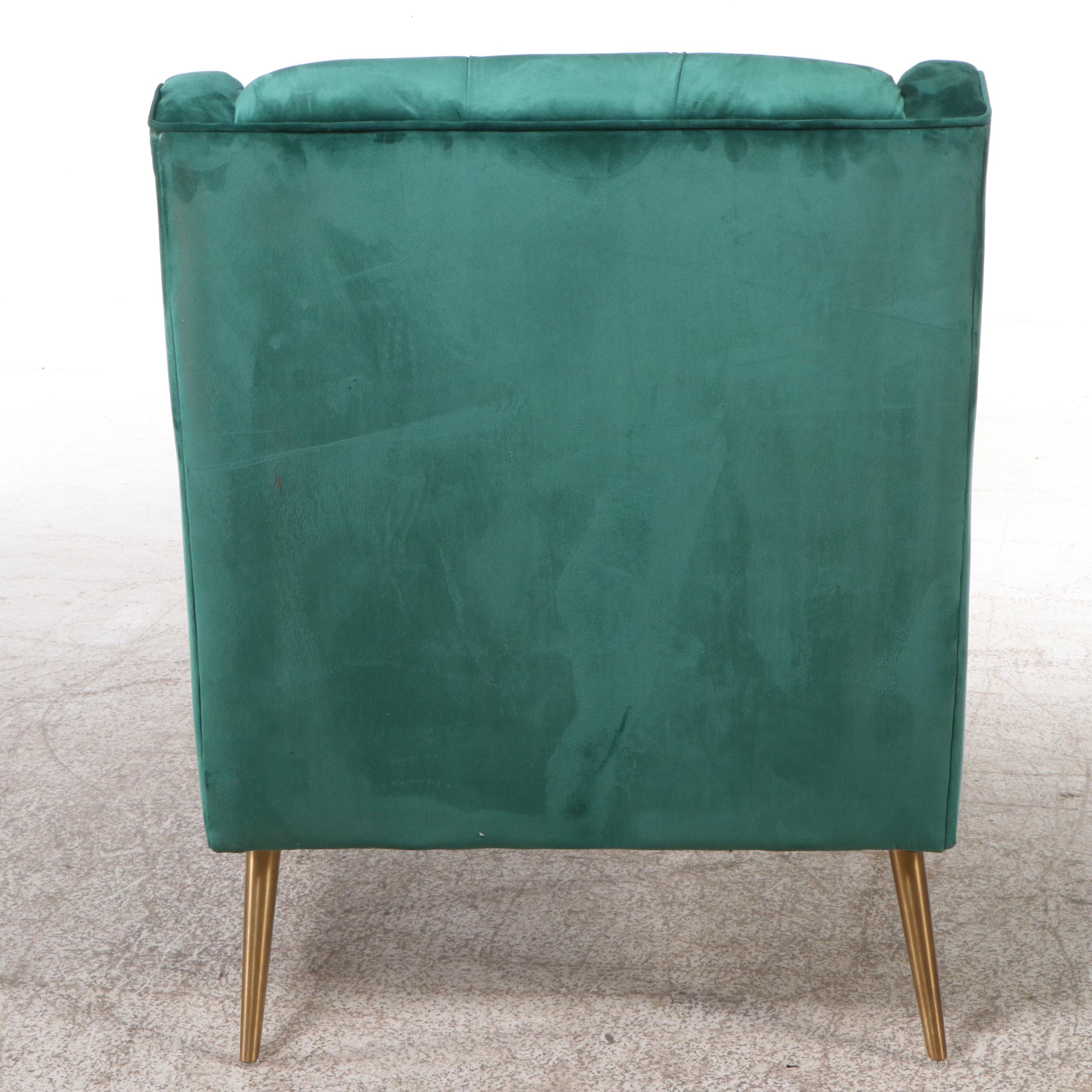 Emerald Green Tufted Velvet Armchair