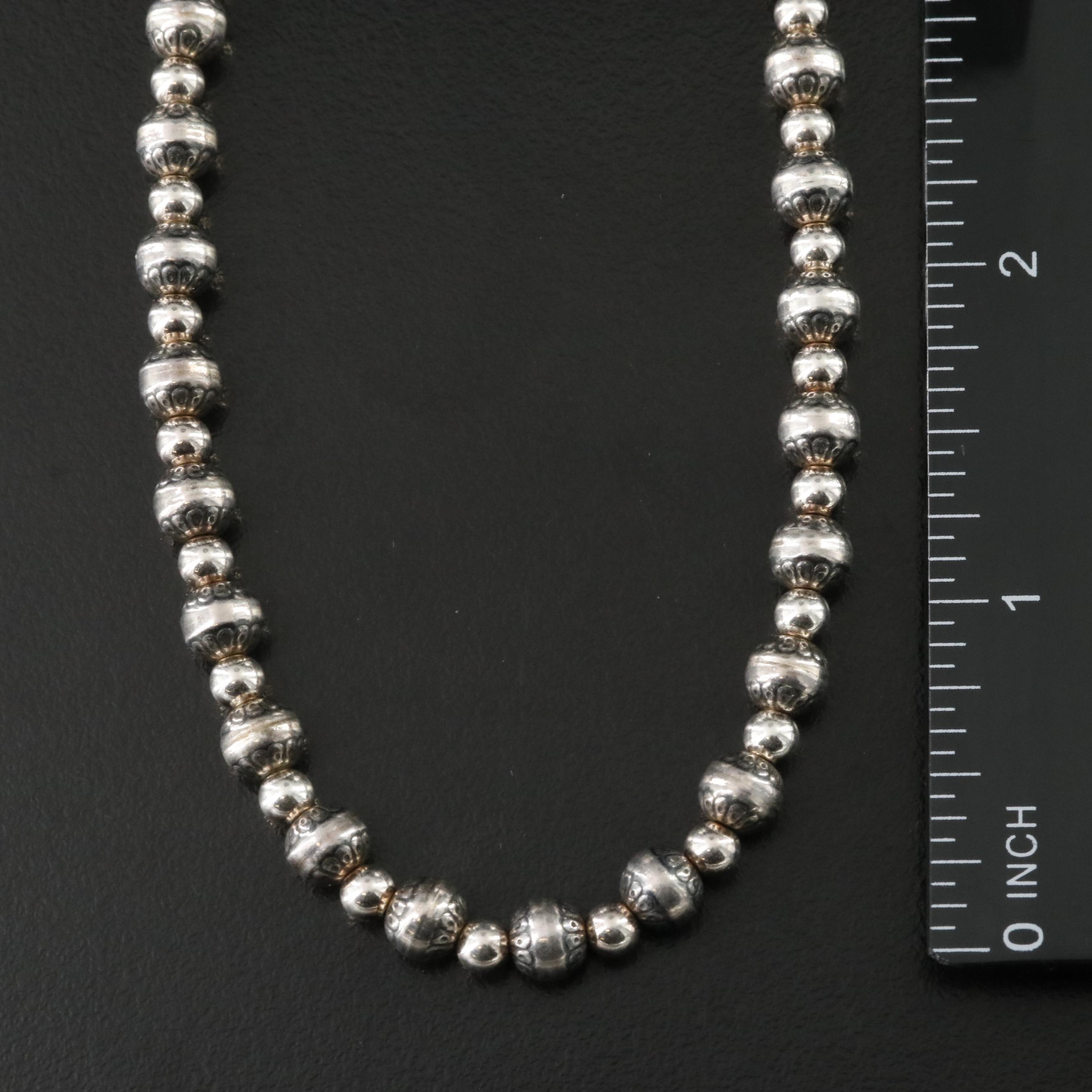 Relios Sterling Beaded Necklace with Stampwork