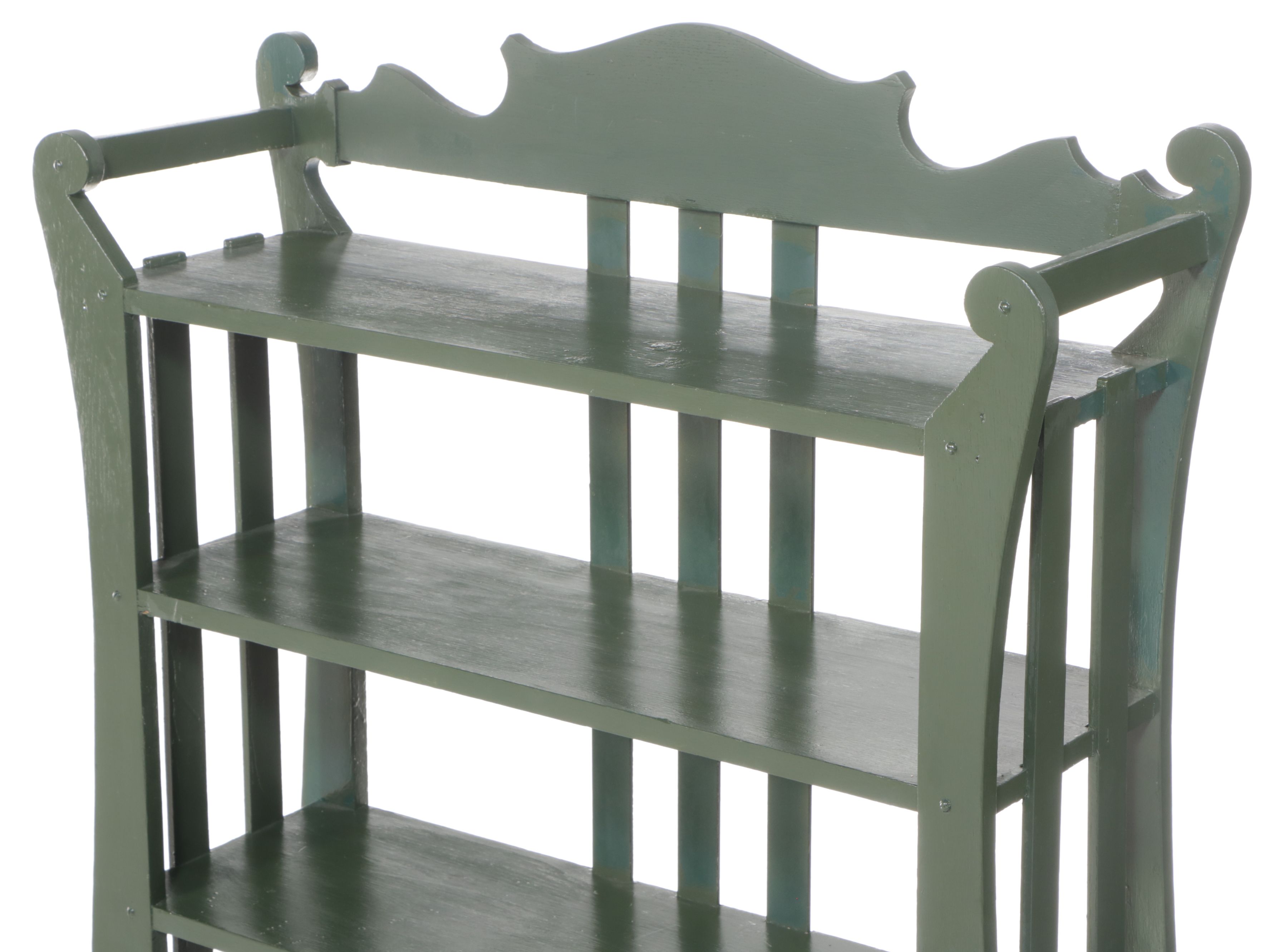 Green Painted Wood Shelving Units