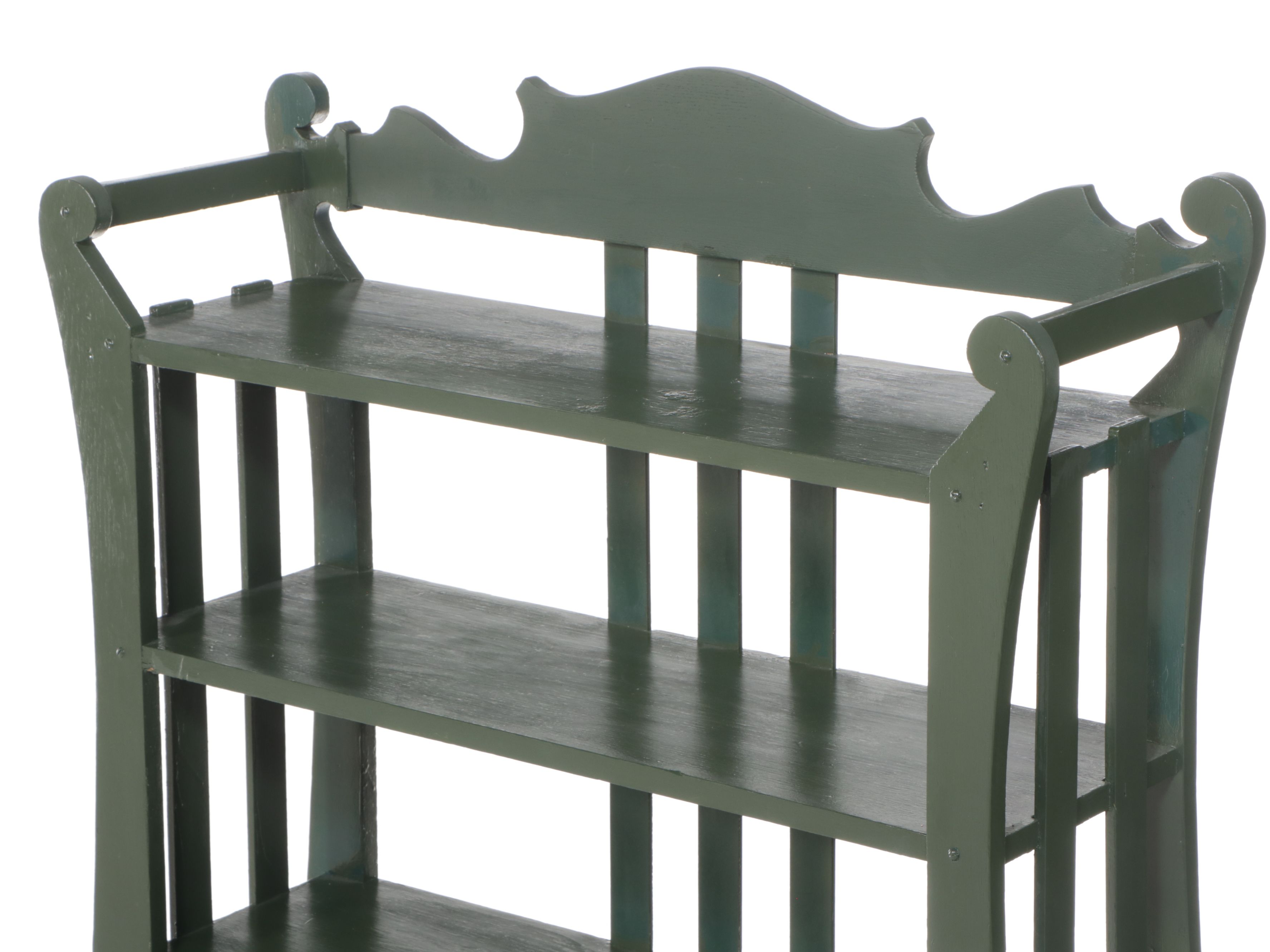 Green Painted Wood Shelving Units