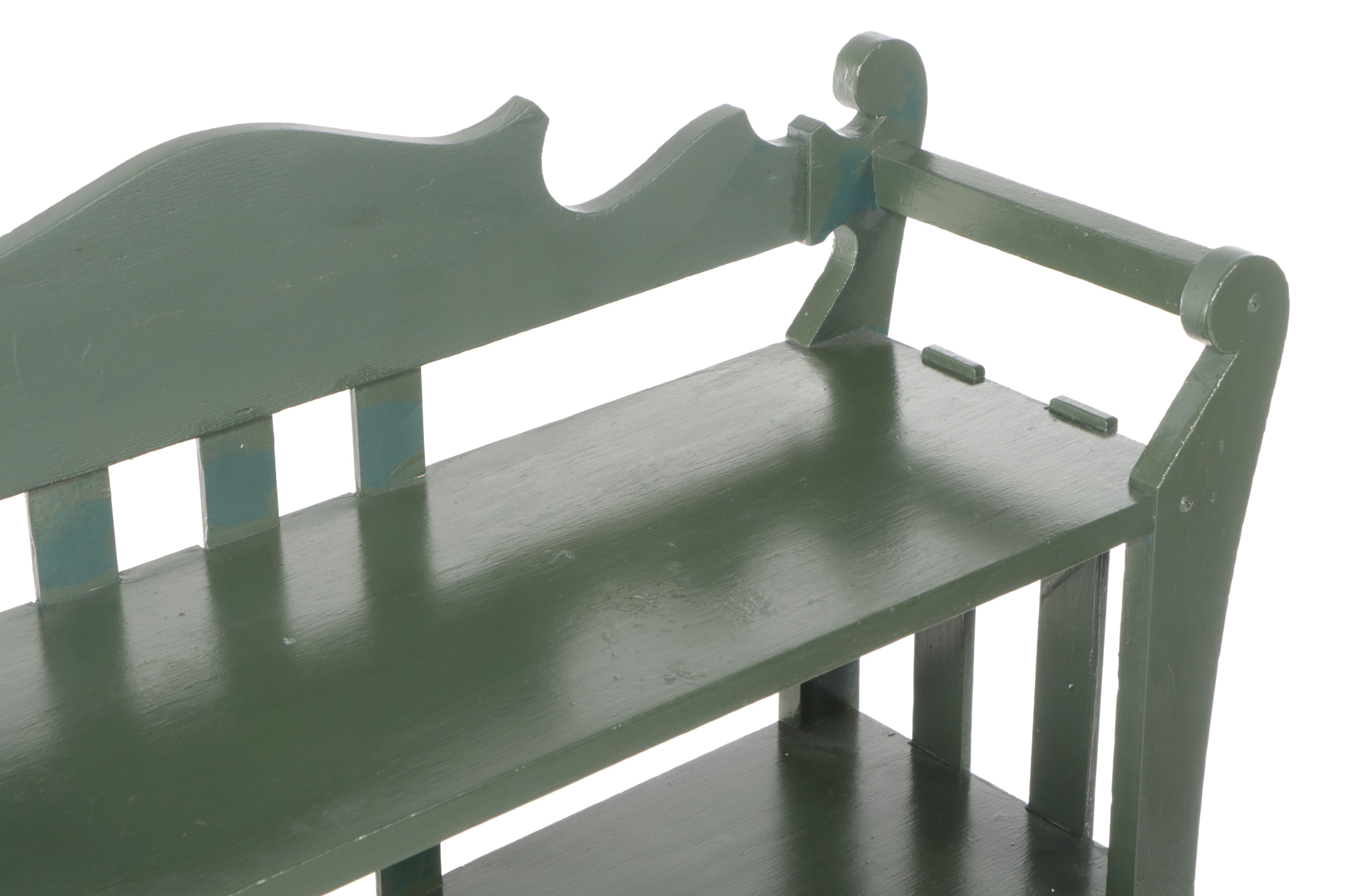 Green Painted Wood Shelving Units