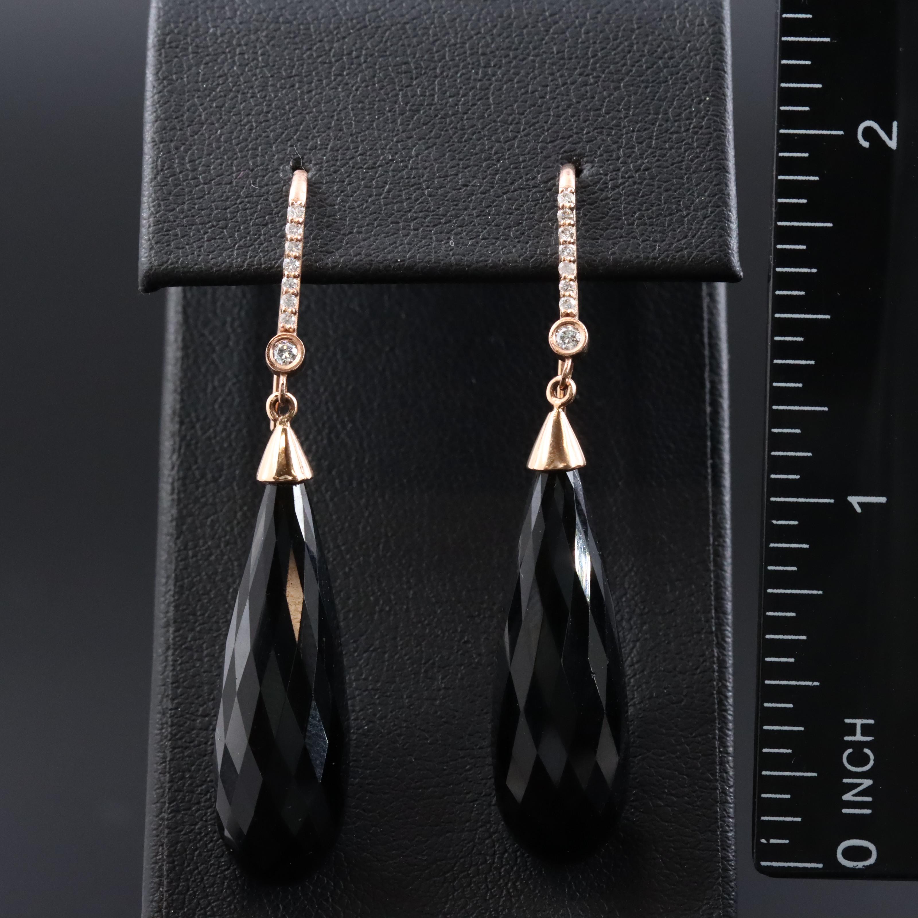 Sheryl Lowe 14K Rose Gold Black Onyx and Diamond Earrings