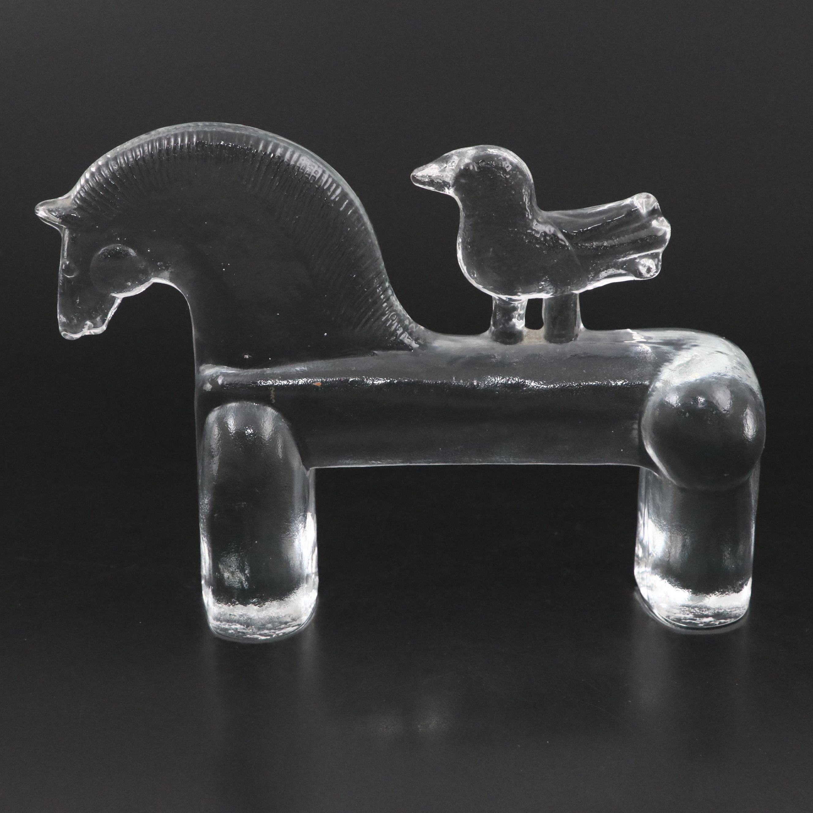 Kosta Boda "Noah" Glass Horse with Bird, 1970s