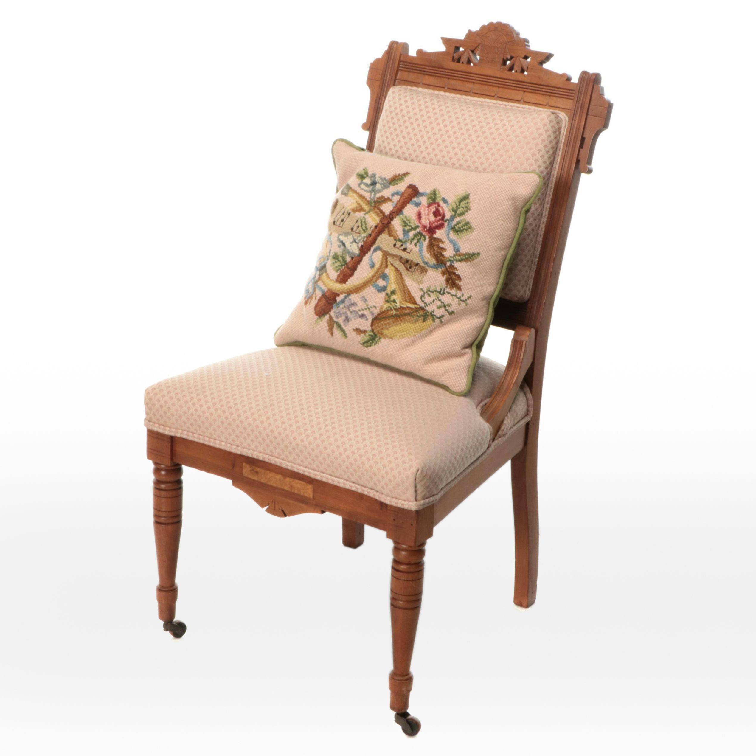 Victorian Carved Walnut Side Chair, Early 20th Century