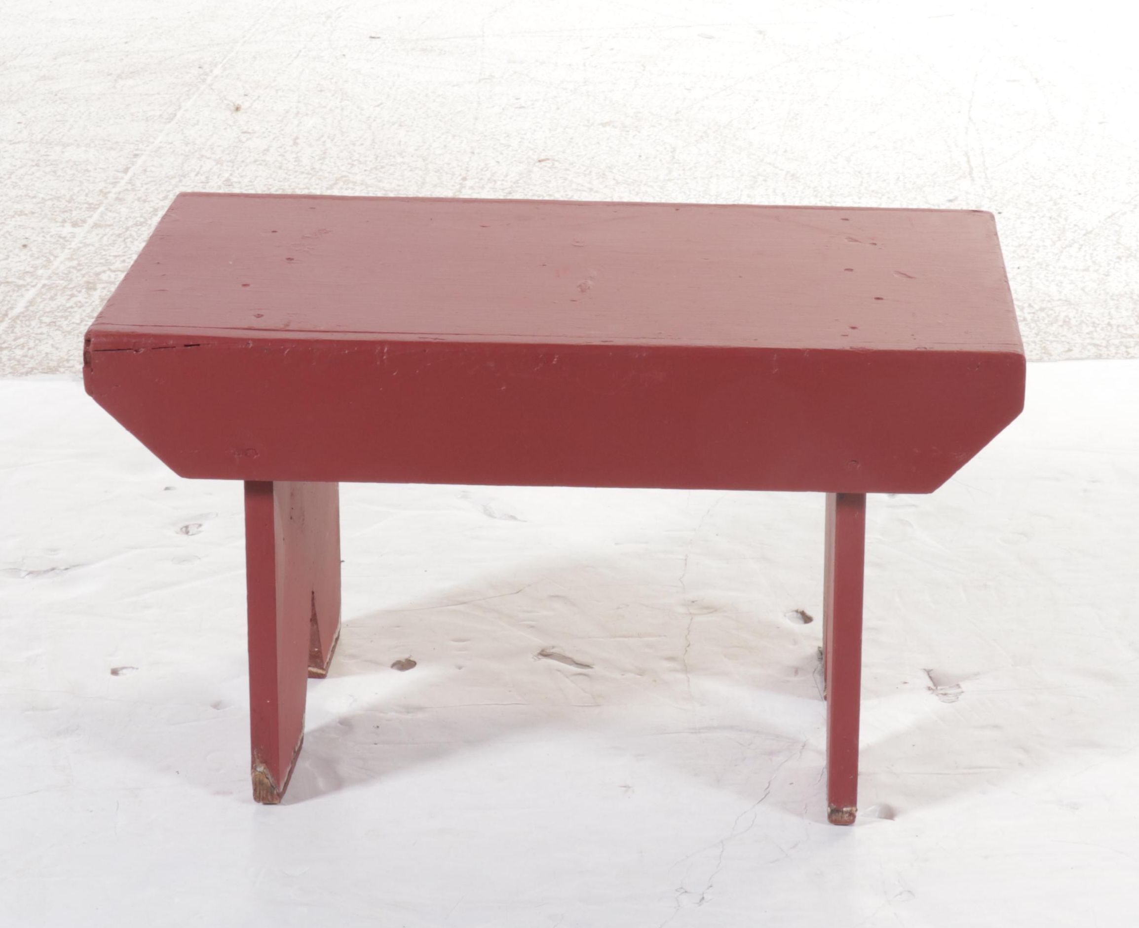Shaker Style Red Painted Footstool with Decorative Shelf and Basket