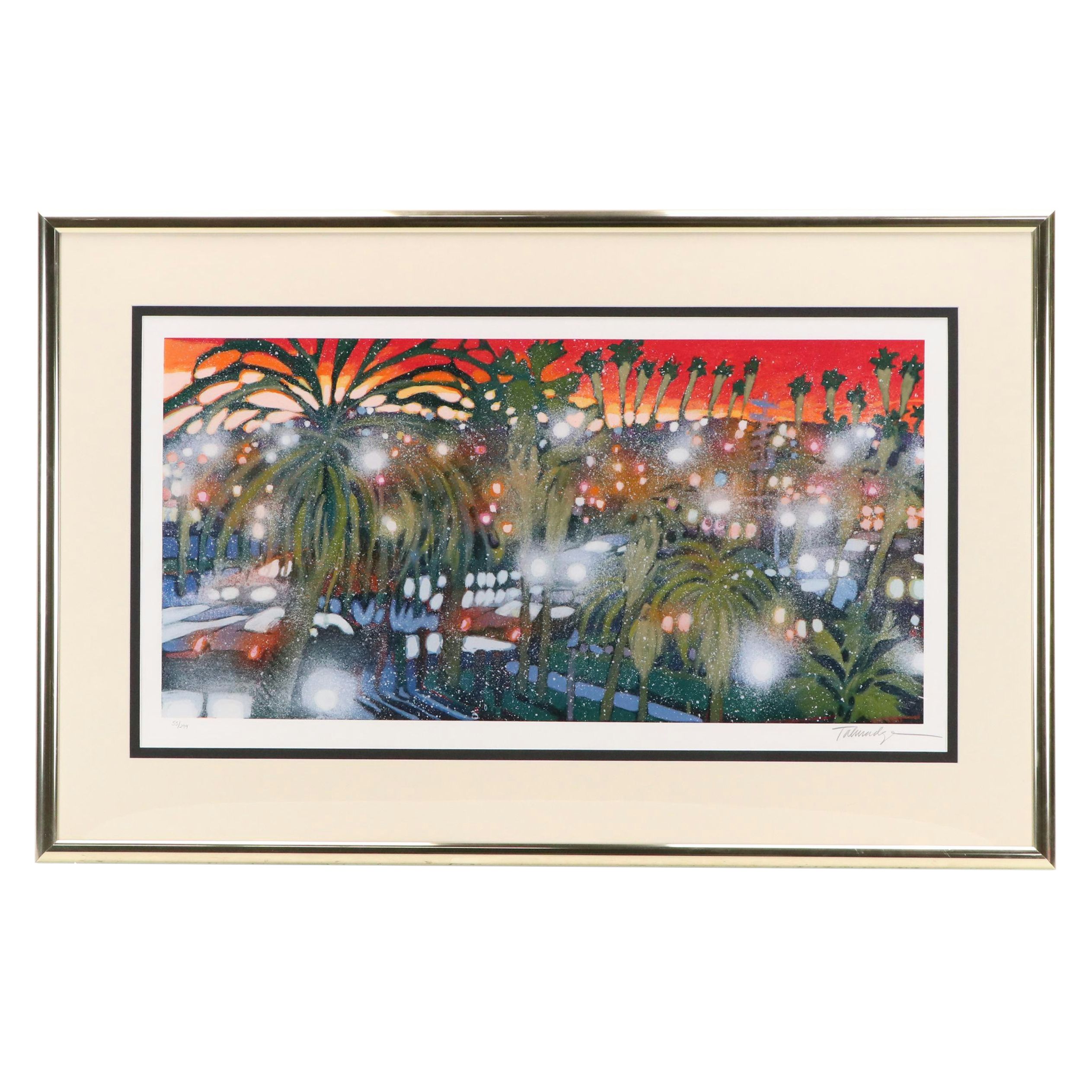 James Talmadge Serigraph, "Santa Monica Sunset," Late 20th Century
