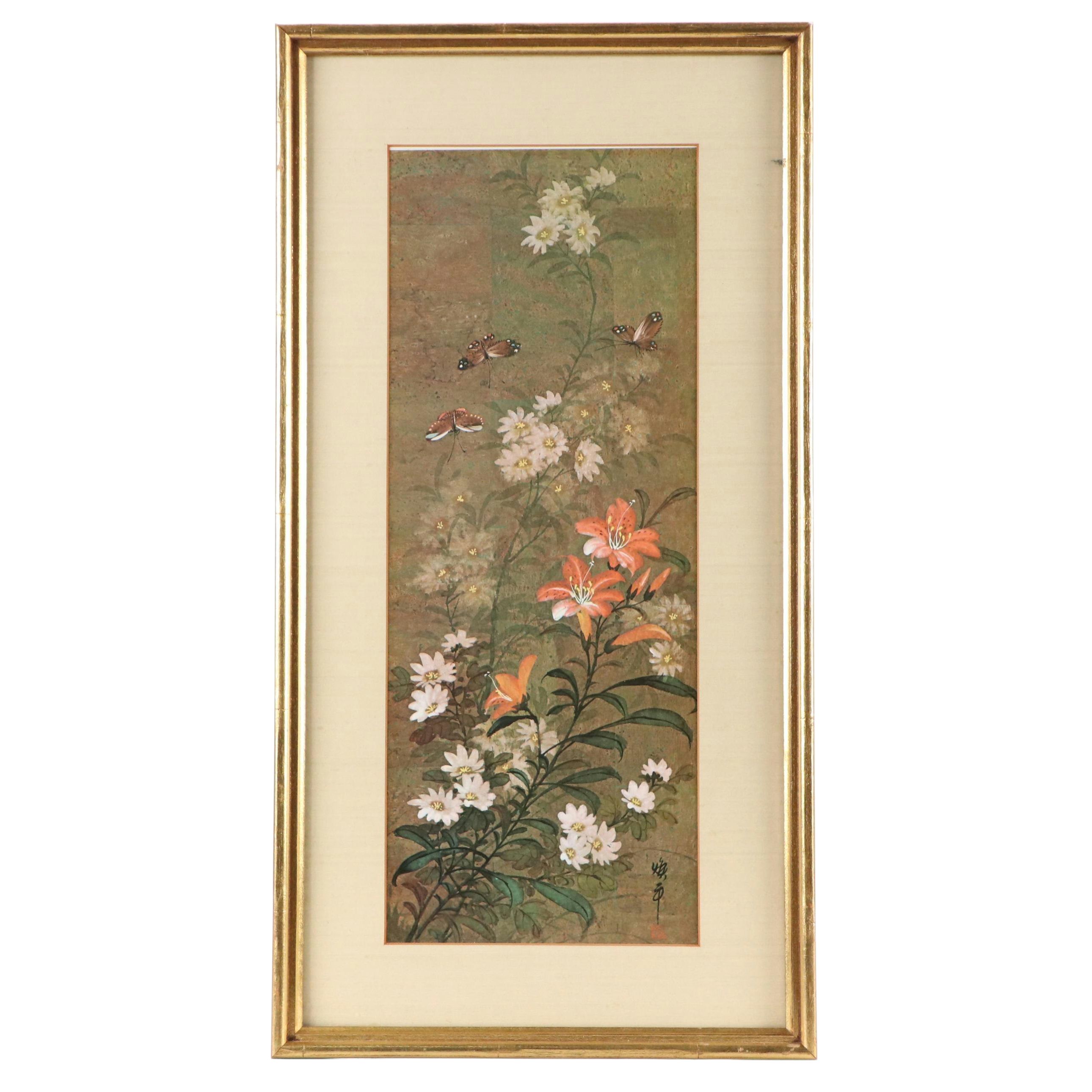 Offset Lithograph Reproduction After a Japanese Painting,  Mid-20th Century