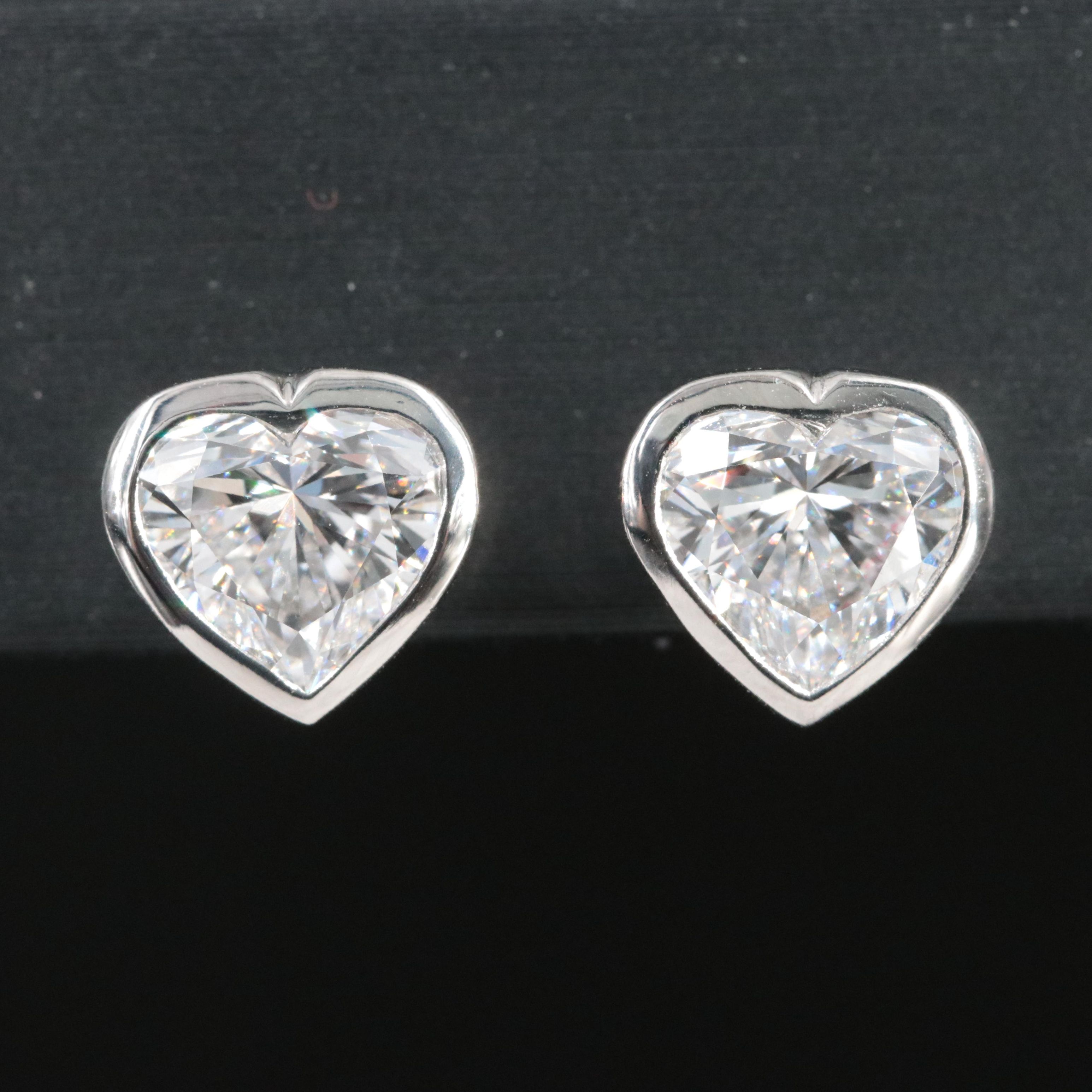 Platinum 3.09 CTW Lab Grown Diamond Heart Stud Earrings with IGI Reports